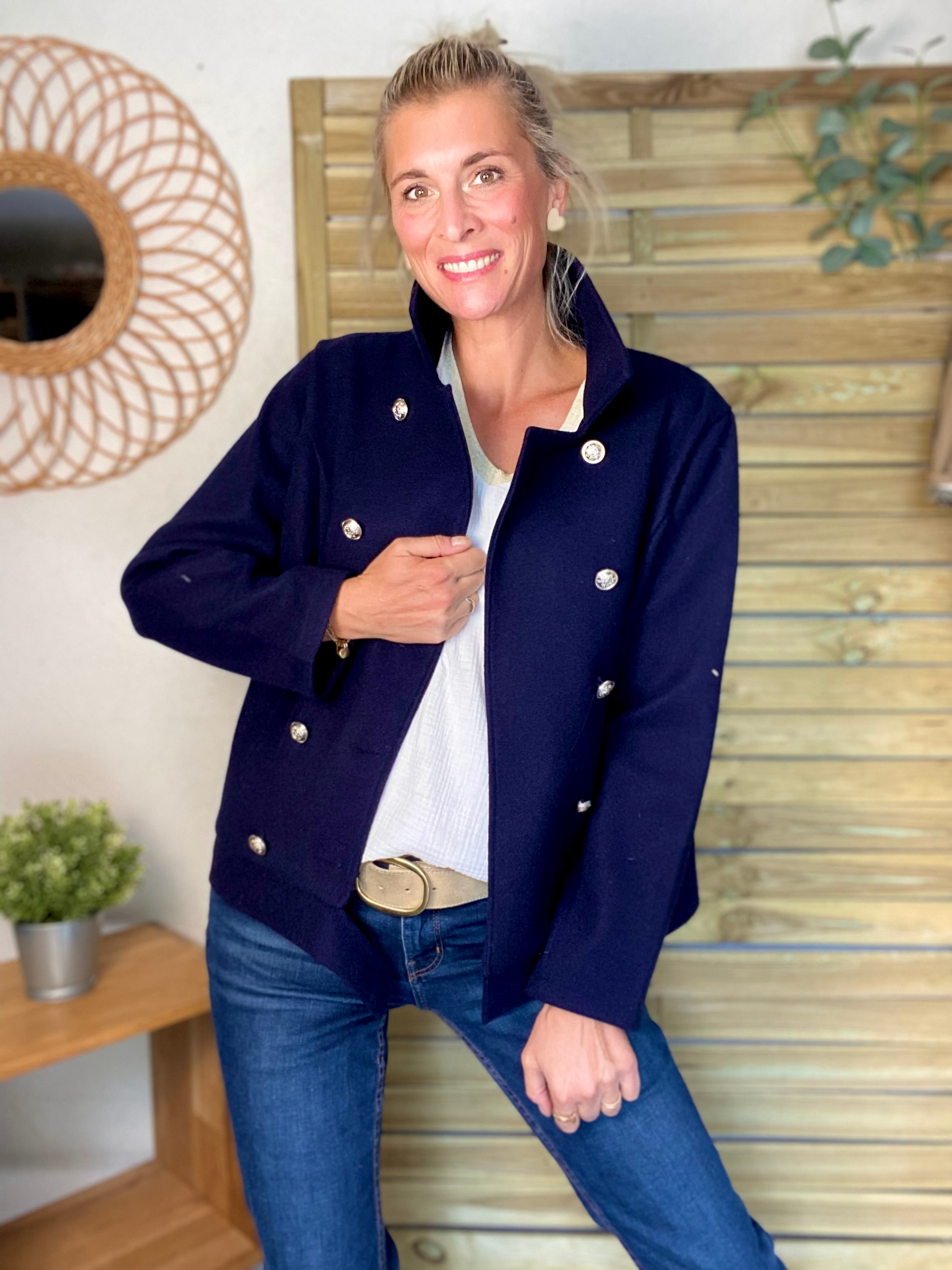 ⚠️ PRÉCOMMANDE (Expédition à partir du 01/10) - Veste caban légère JACK - Bleu marine