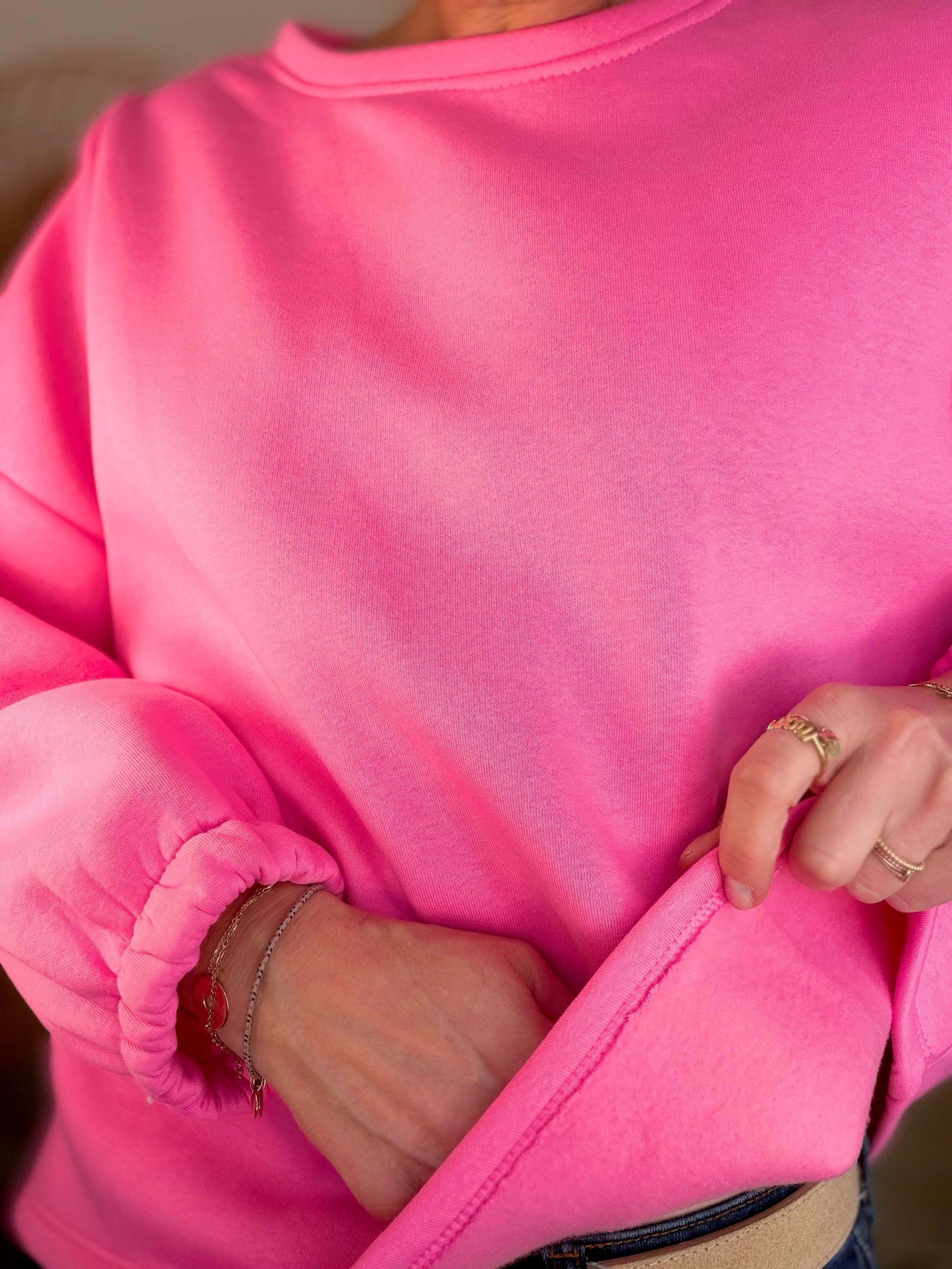 Sweat molleton oversized BISOU Rose / Rouge - MIKA