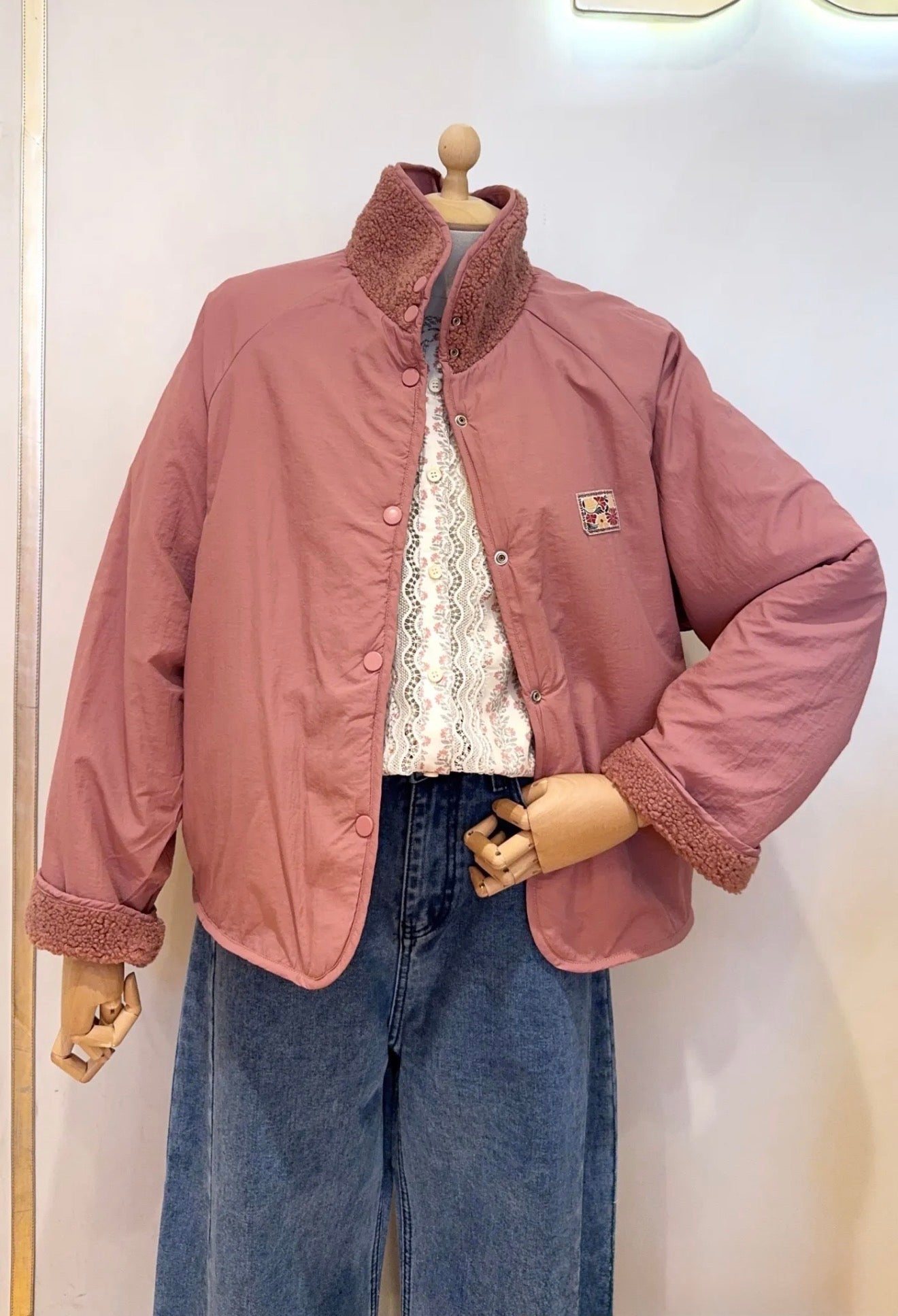 Veste matelassée réversible Sherpa AMÉLIE Vieux rose
