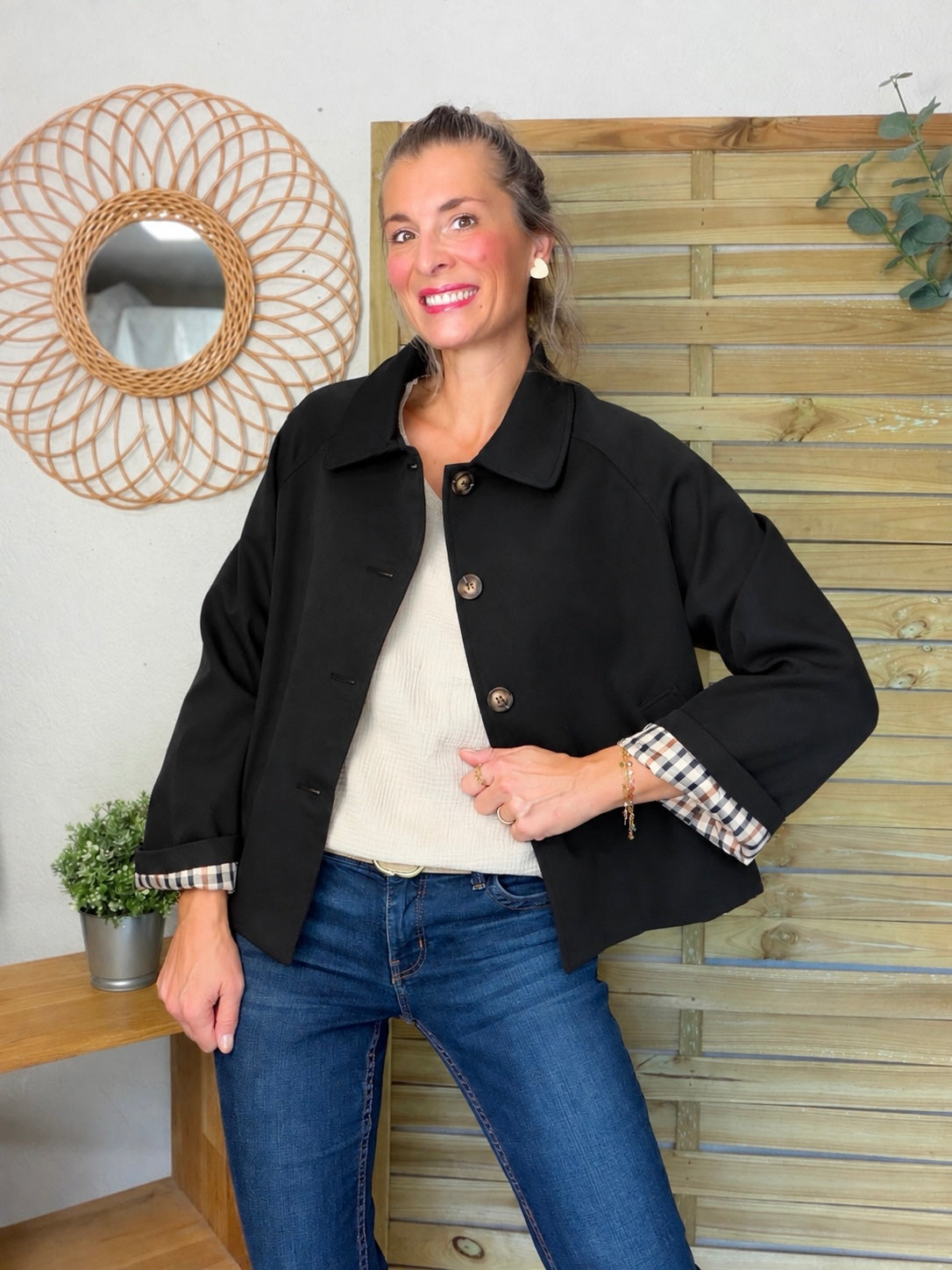 ⚡️ ARRIVAGE • Veste Trench, doublure à carreaux DANA Noir