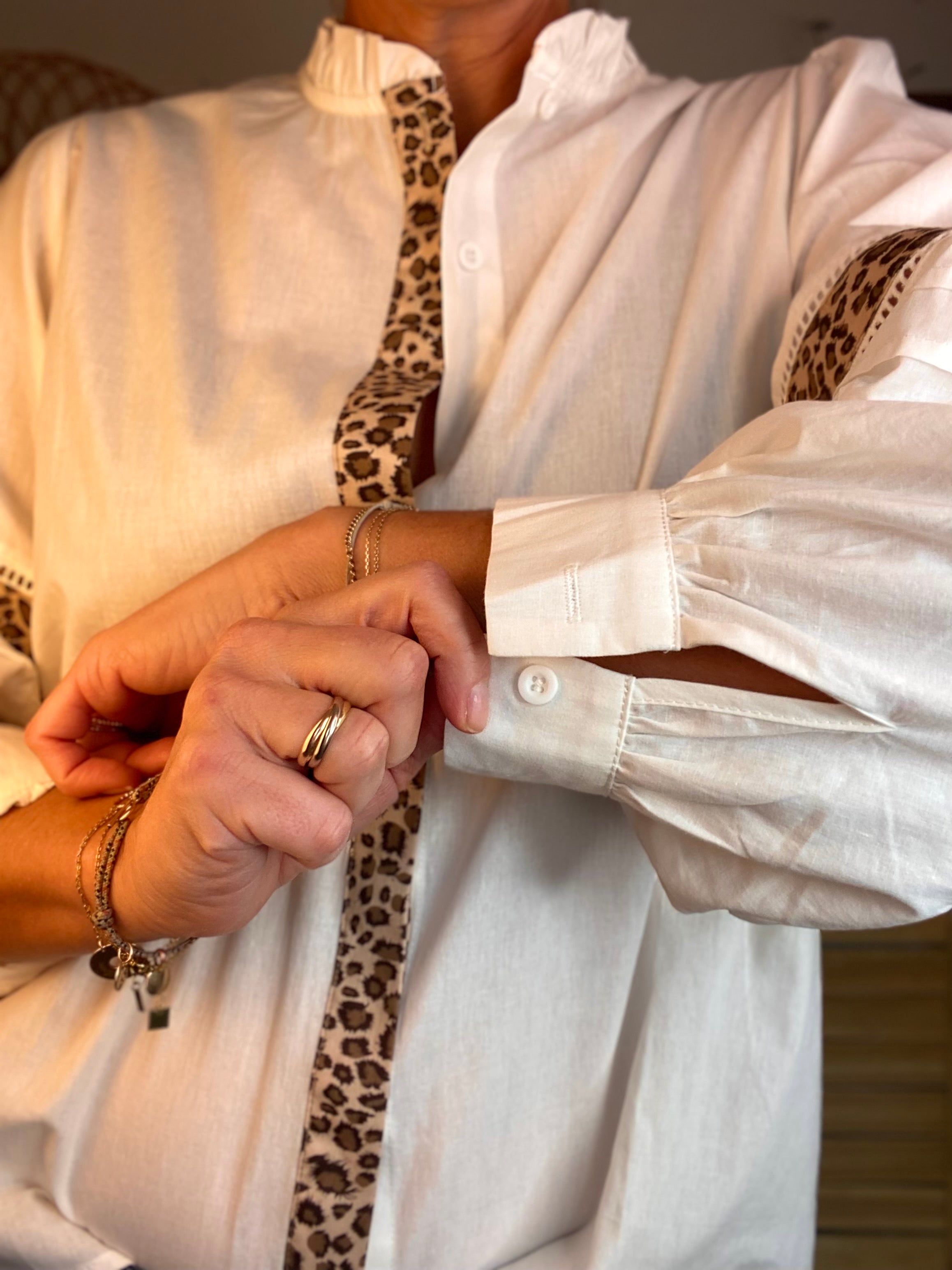 ⚡️ ARRIVAGE - Chemise coton détails Léo 🐆 SCARLETT Blanc