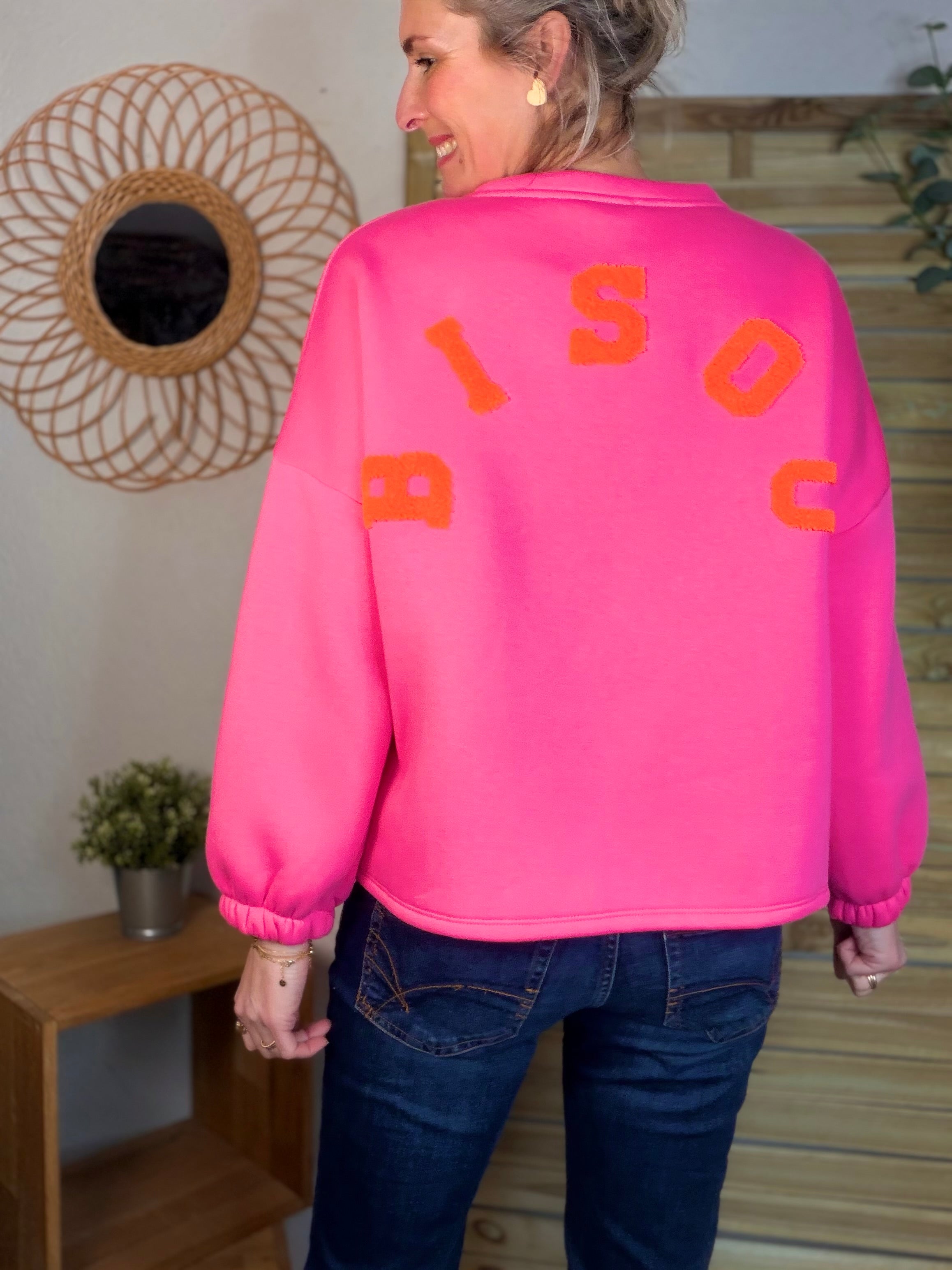 Sweat molleton oversized BISOU Rose Orange - MIKA