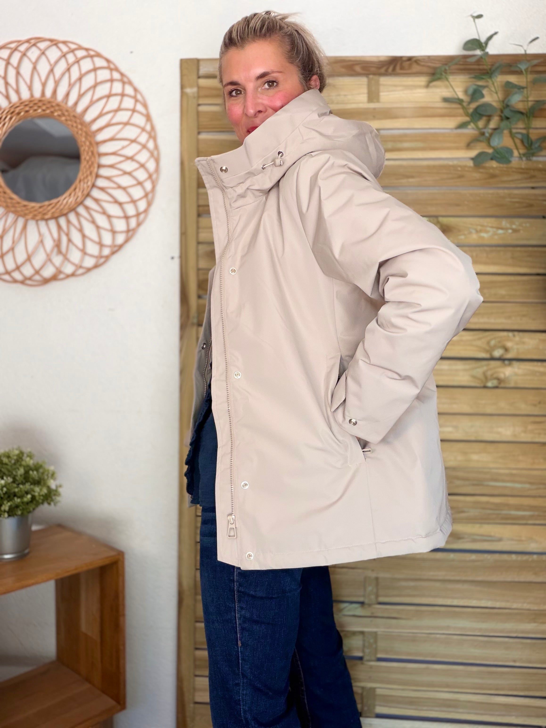 LAURA JO - Parka fourrée imperméable AMBRE MI-LONG - Beige / Camel