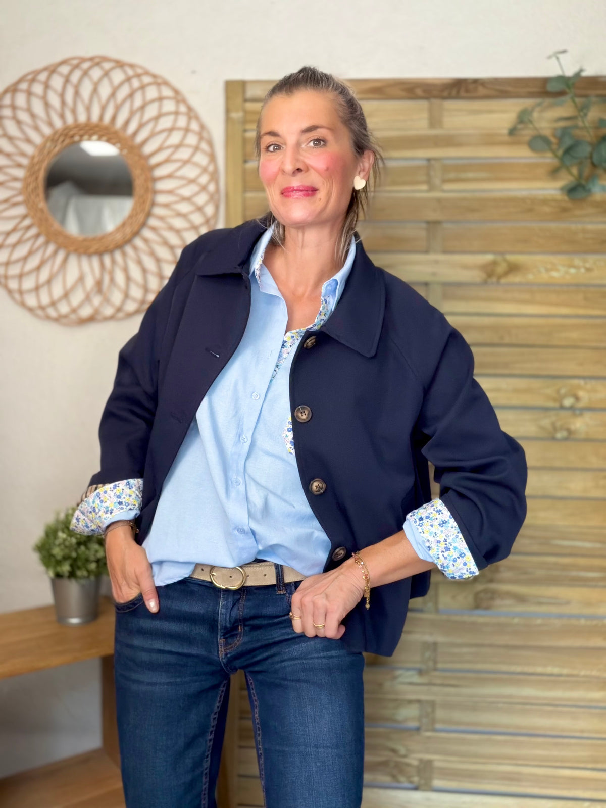 Chemise avec Liberty AZÉLIE Bleue