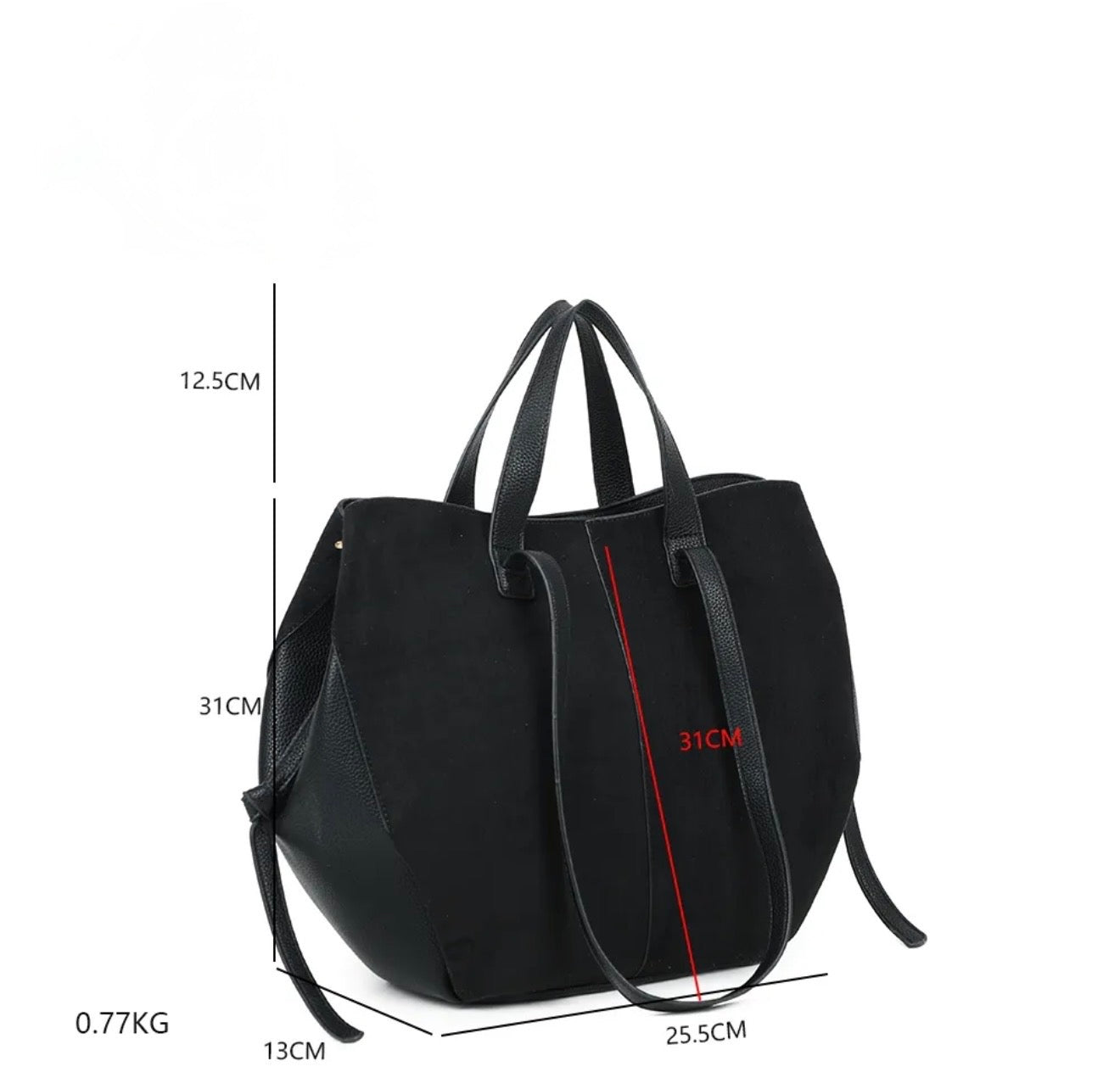 Grand Sac cabas 2 en 1 en simili daim - LAURÈNE Noir