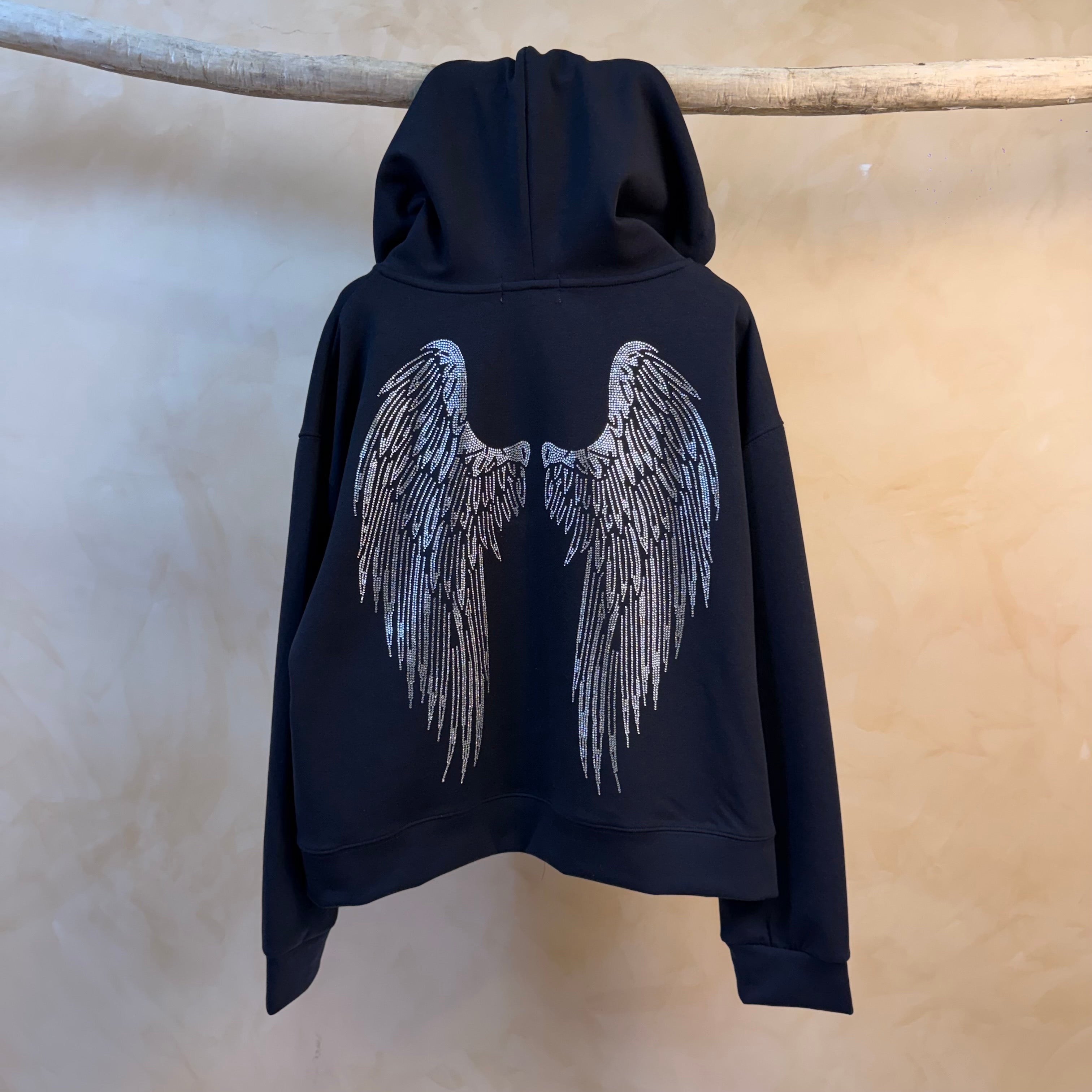 Hoodie sweat gilet strass (ailes)  CLOTHILDE - Bleu marine