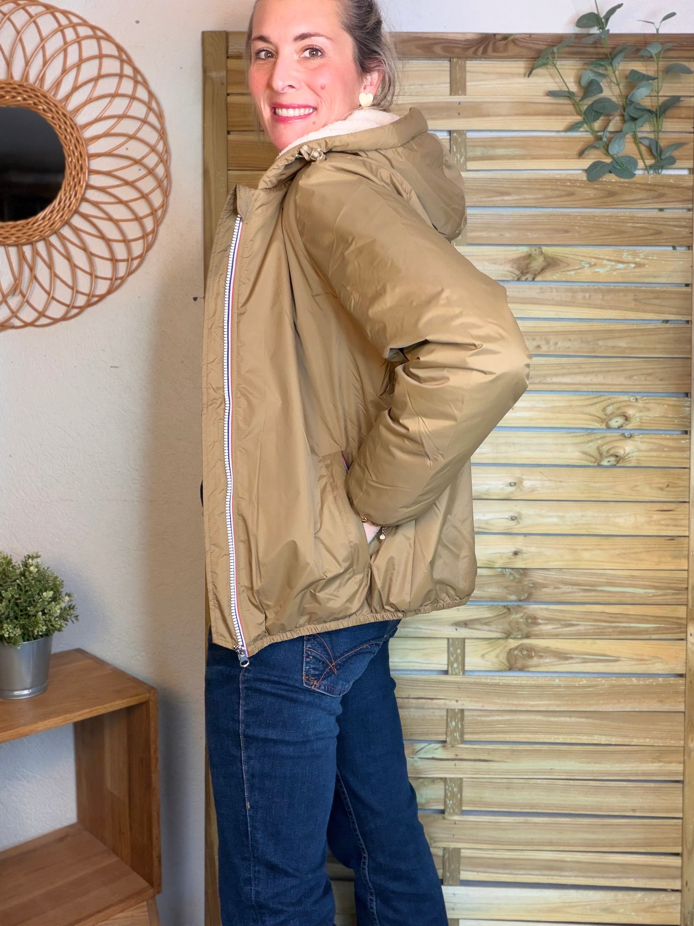 Parka Imperméable LOUISE COURT sherpa - Camel - LAURA JO