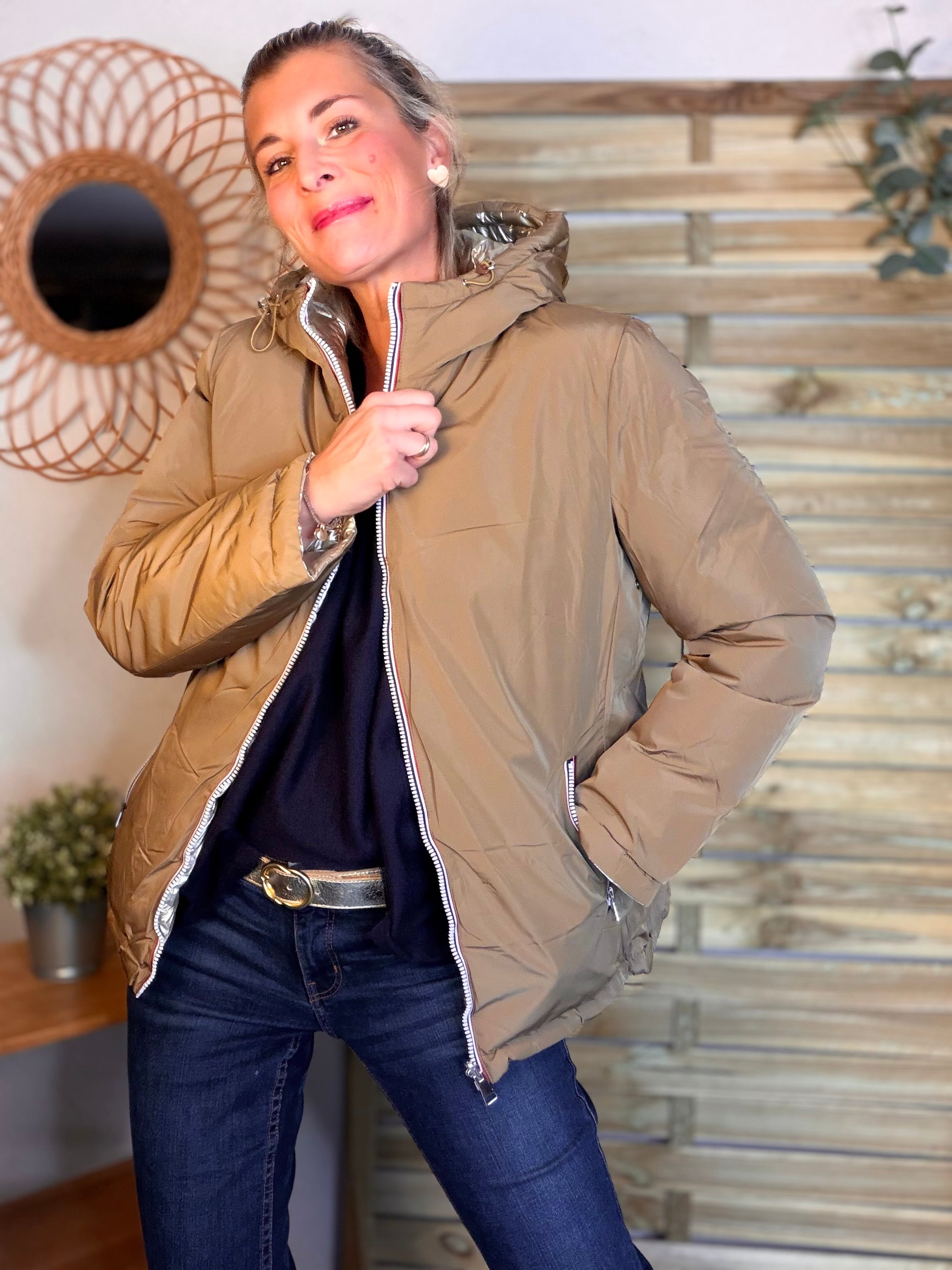 ⚡️PÉPITES FRIDAY - Doudoune imperméable réversible longue ANGÈLE COURT - Camel - MELYA MELODY