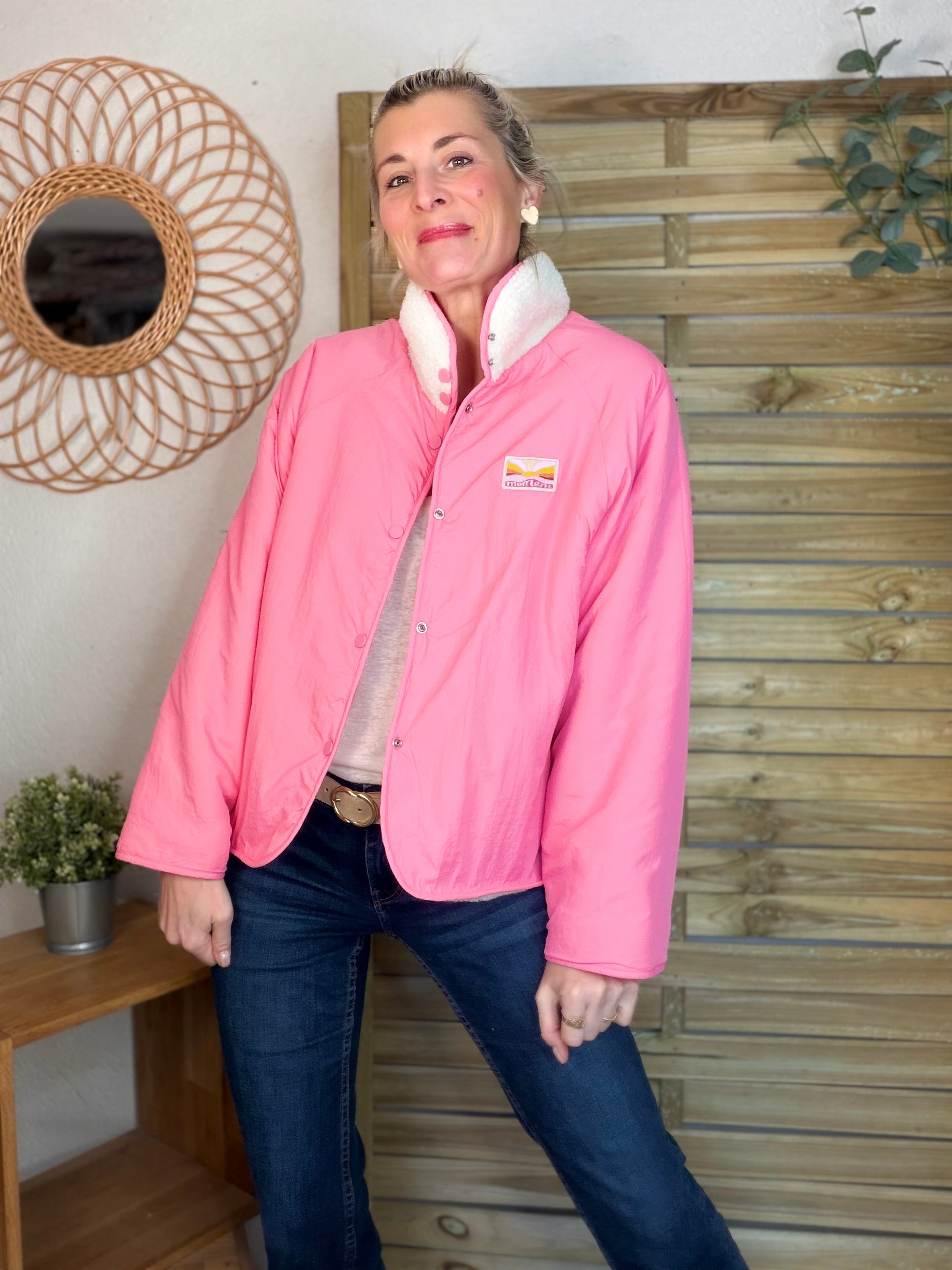 Veste matelassée réversible Sherpa AMÉLIE Rose