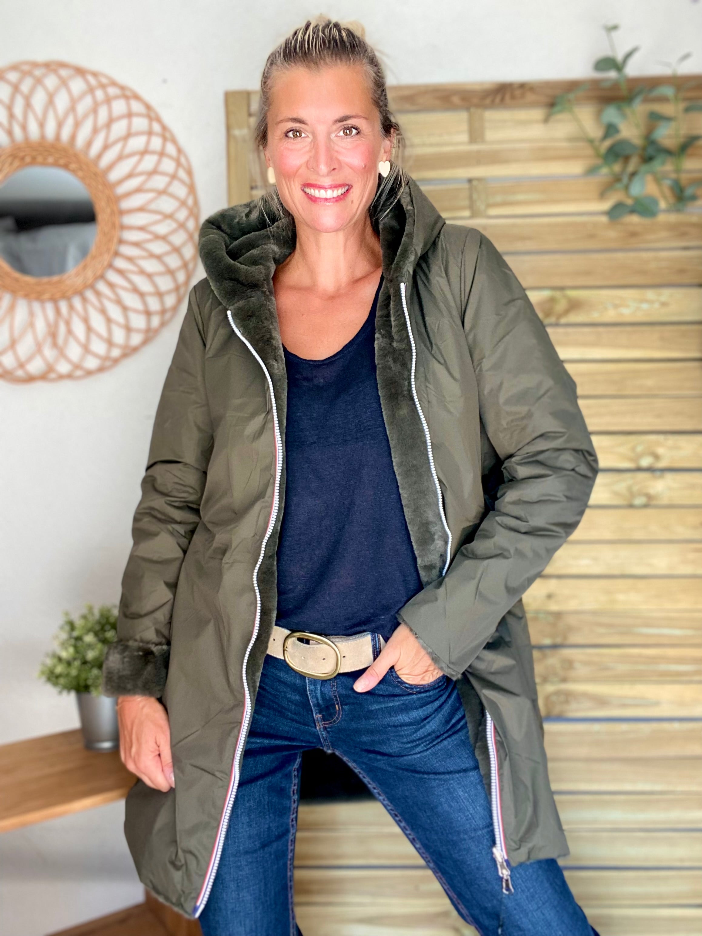 Parka Imperméable réversible fourrée Kaki / Kaki ALIX - LAURA JO