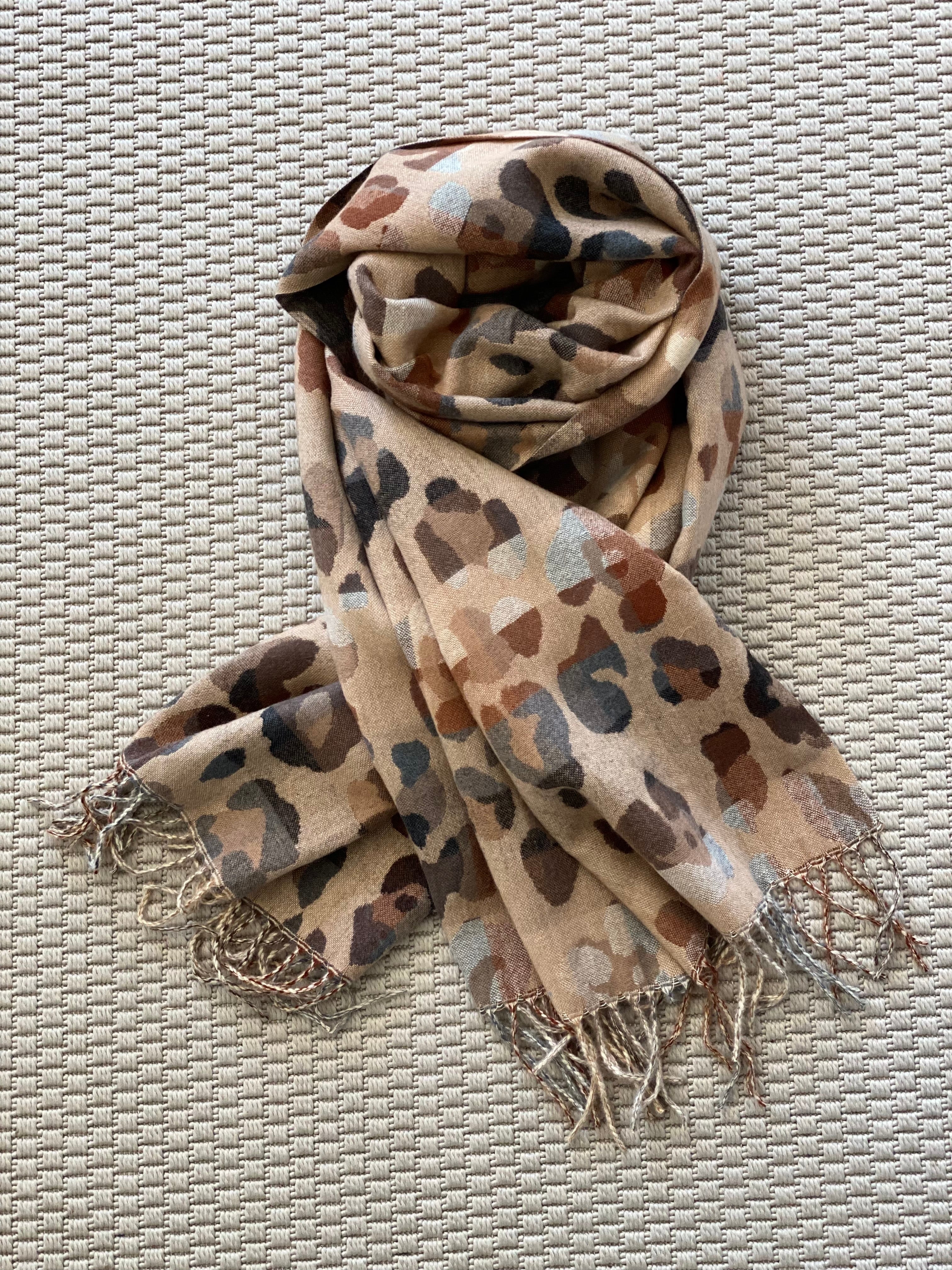 Écharpe douce AGNÈS Léo multico Camel 🐆