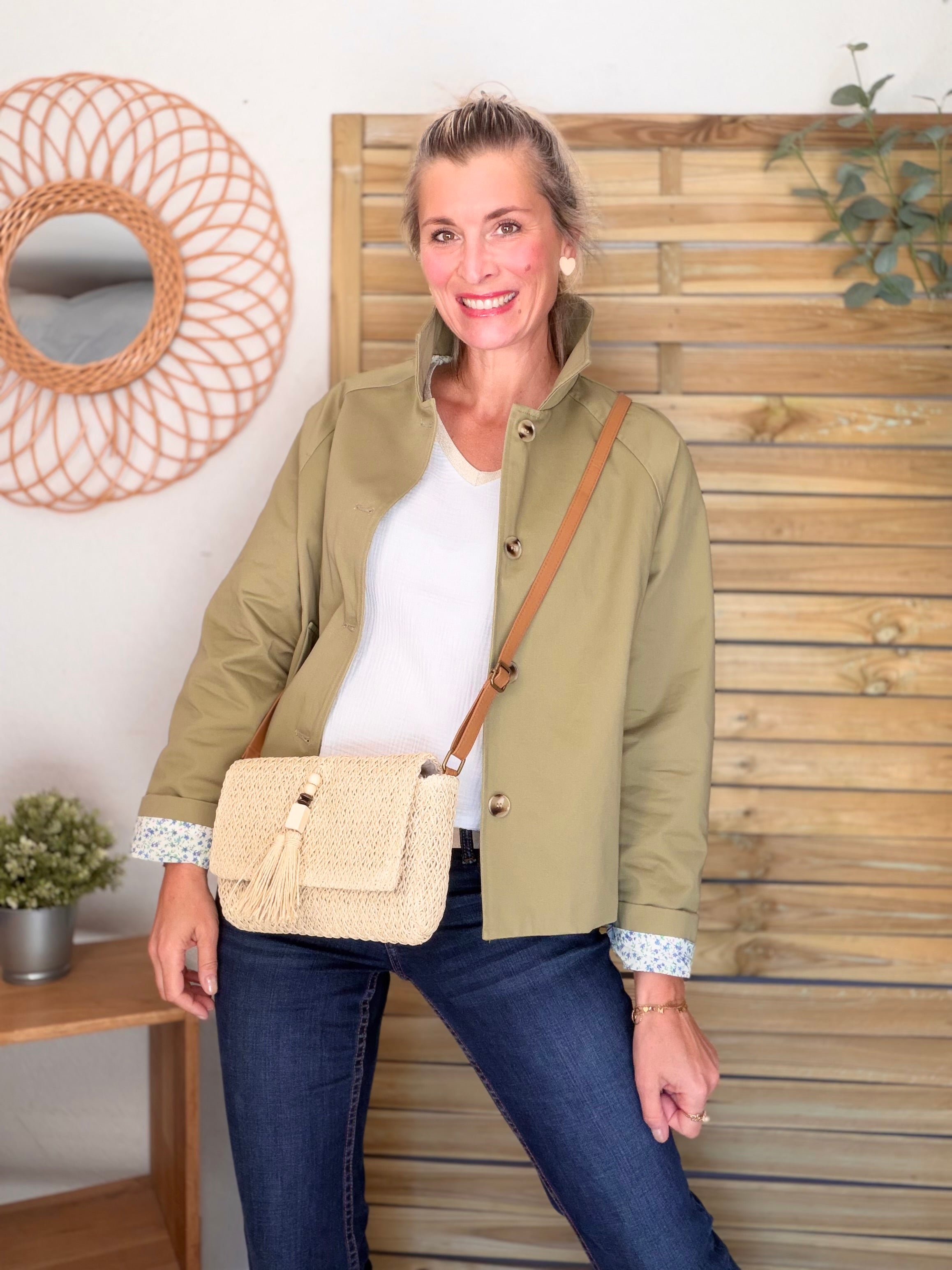Sac à main en raphia ISORA Beige