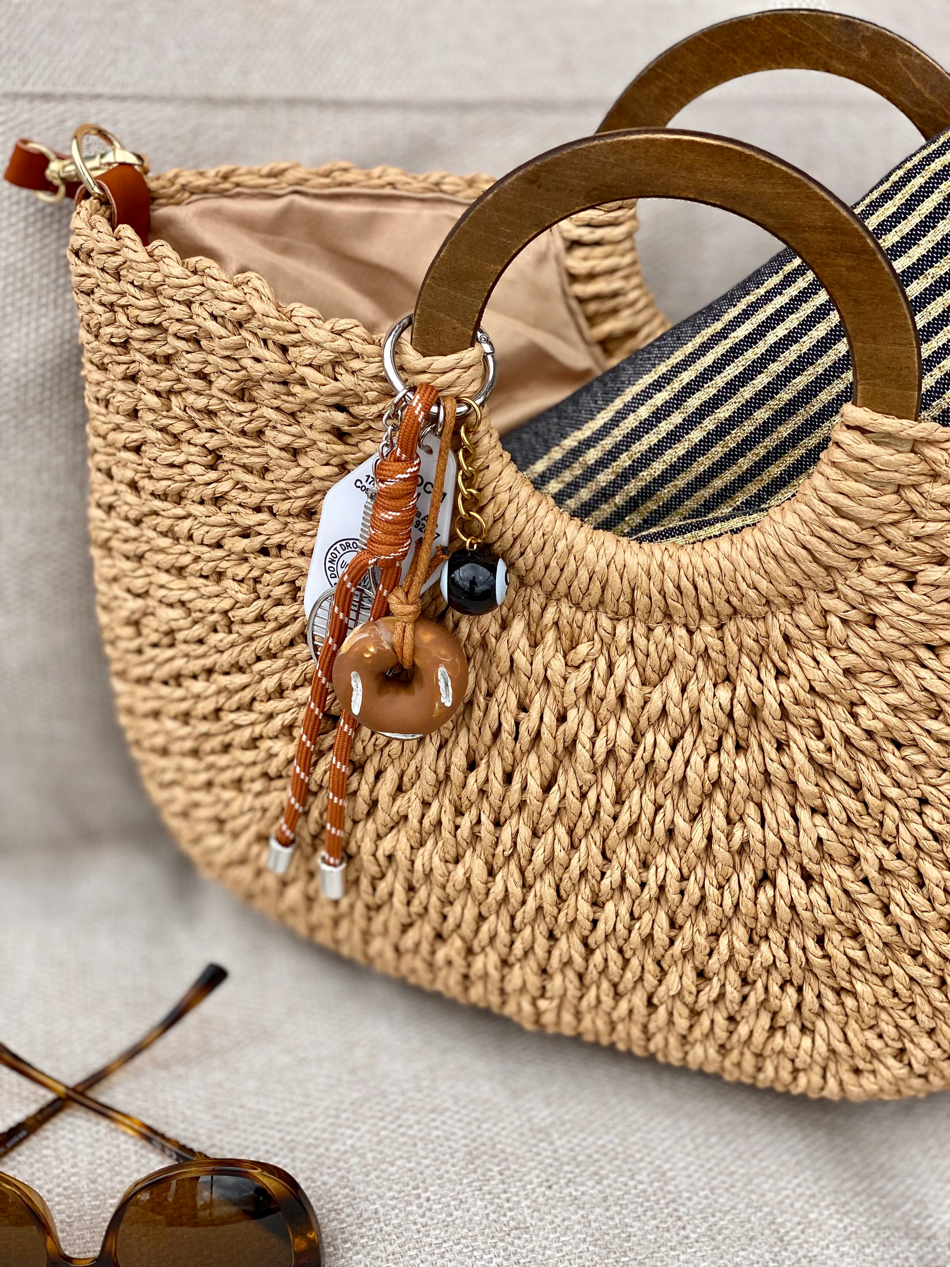 Sac à main et bandoulière en paille PAULA - Beige foncé