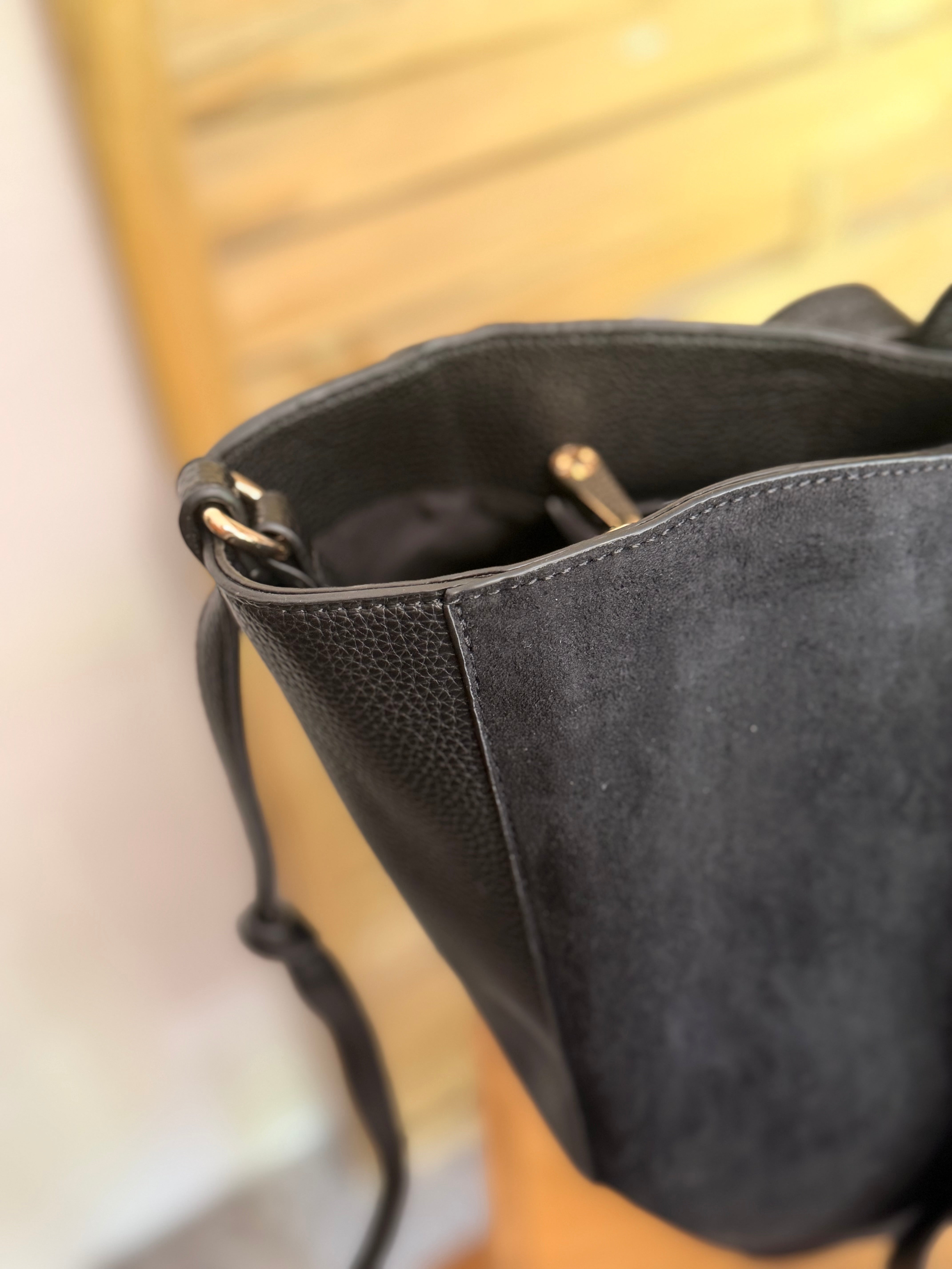 Grand Sac cabas 2 en 1 en simili daim - LAURÈNE Noir