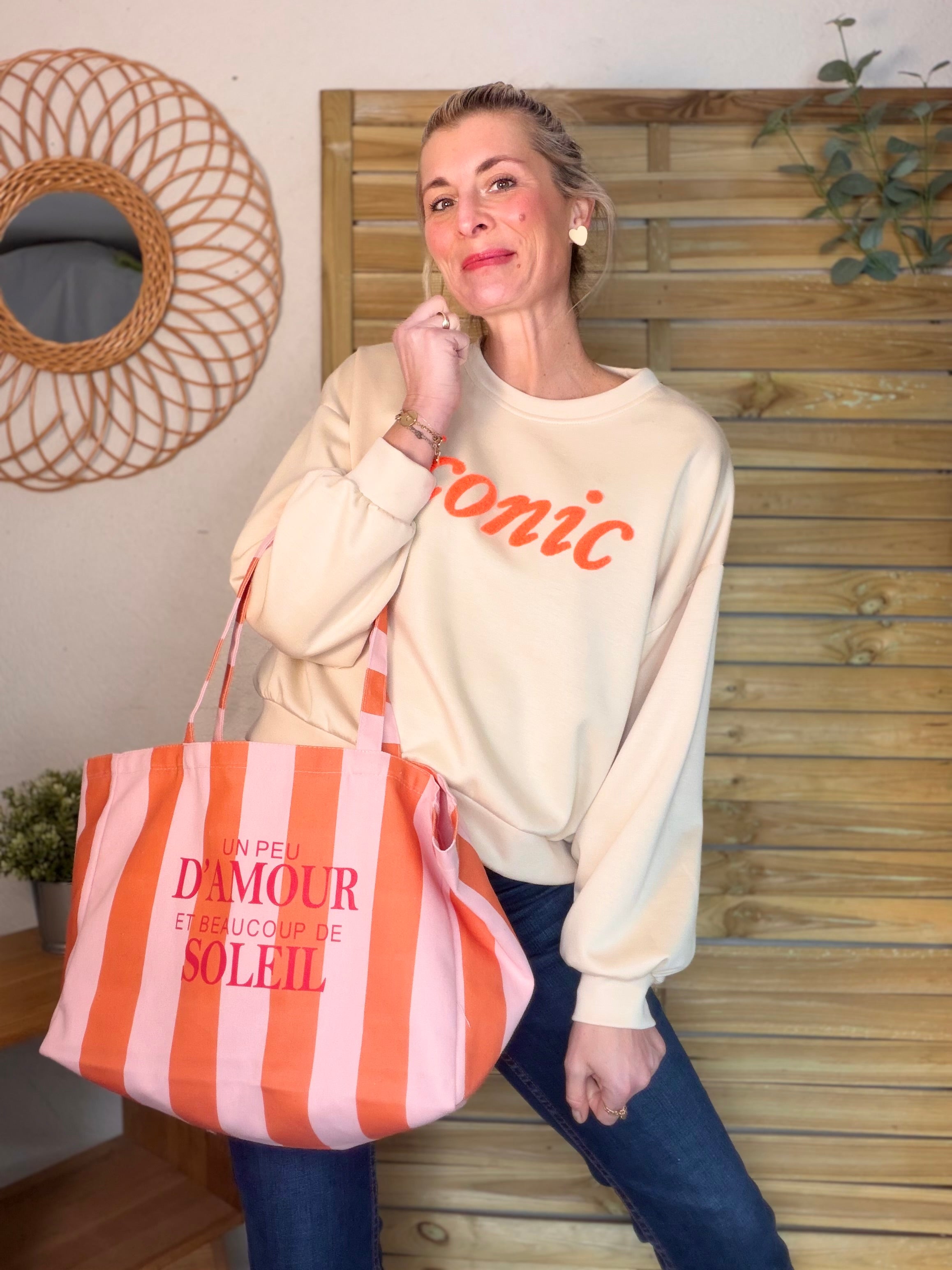 Grand Tote bag un peu d’amour et beaucoup de soleil ELSY