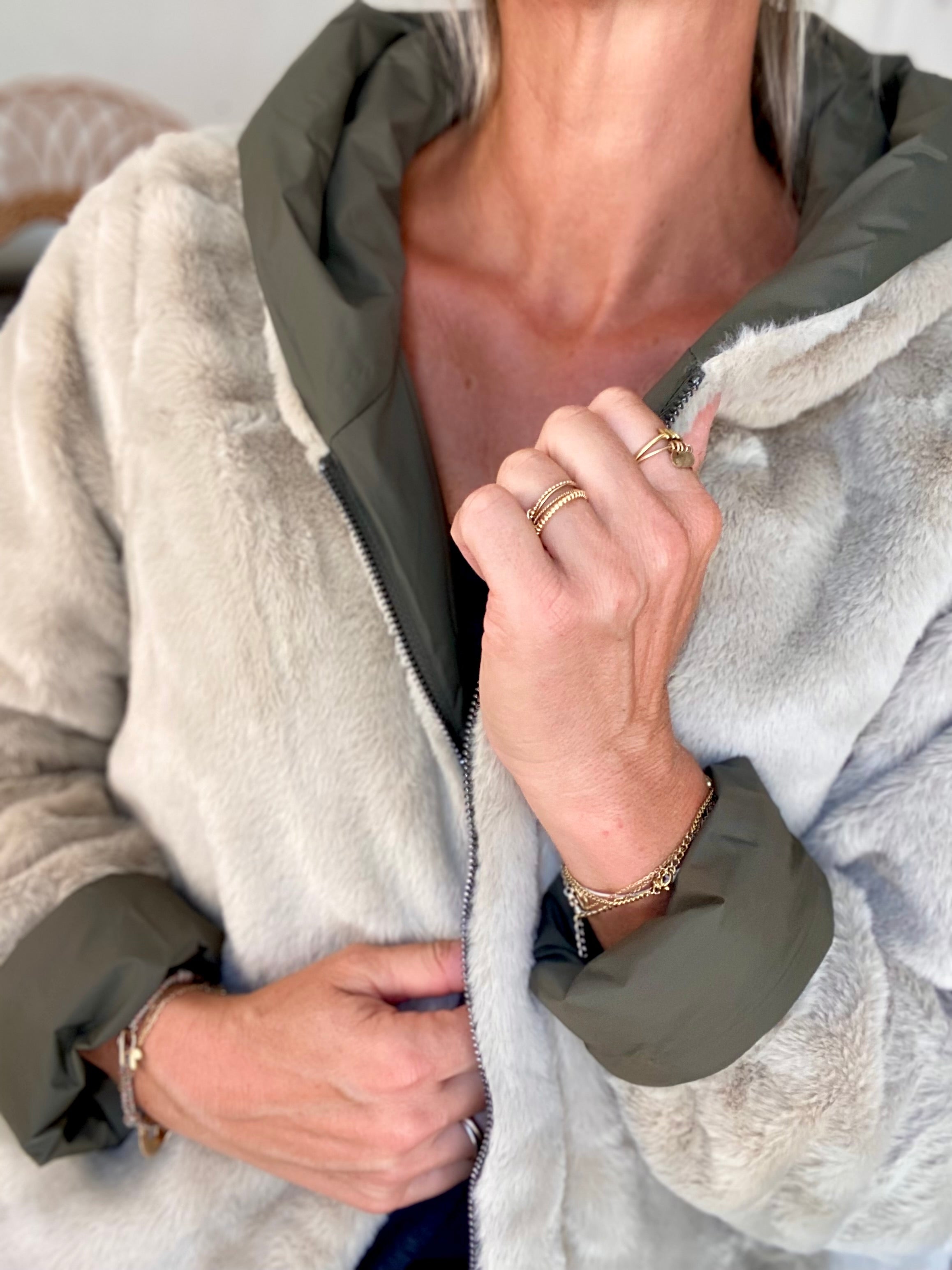 Parka Imperméable réversible fourrée Kaki / Beige ALIX - LAURA JO