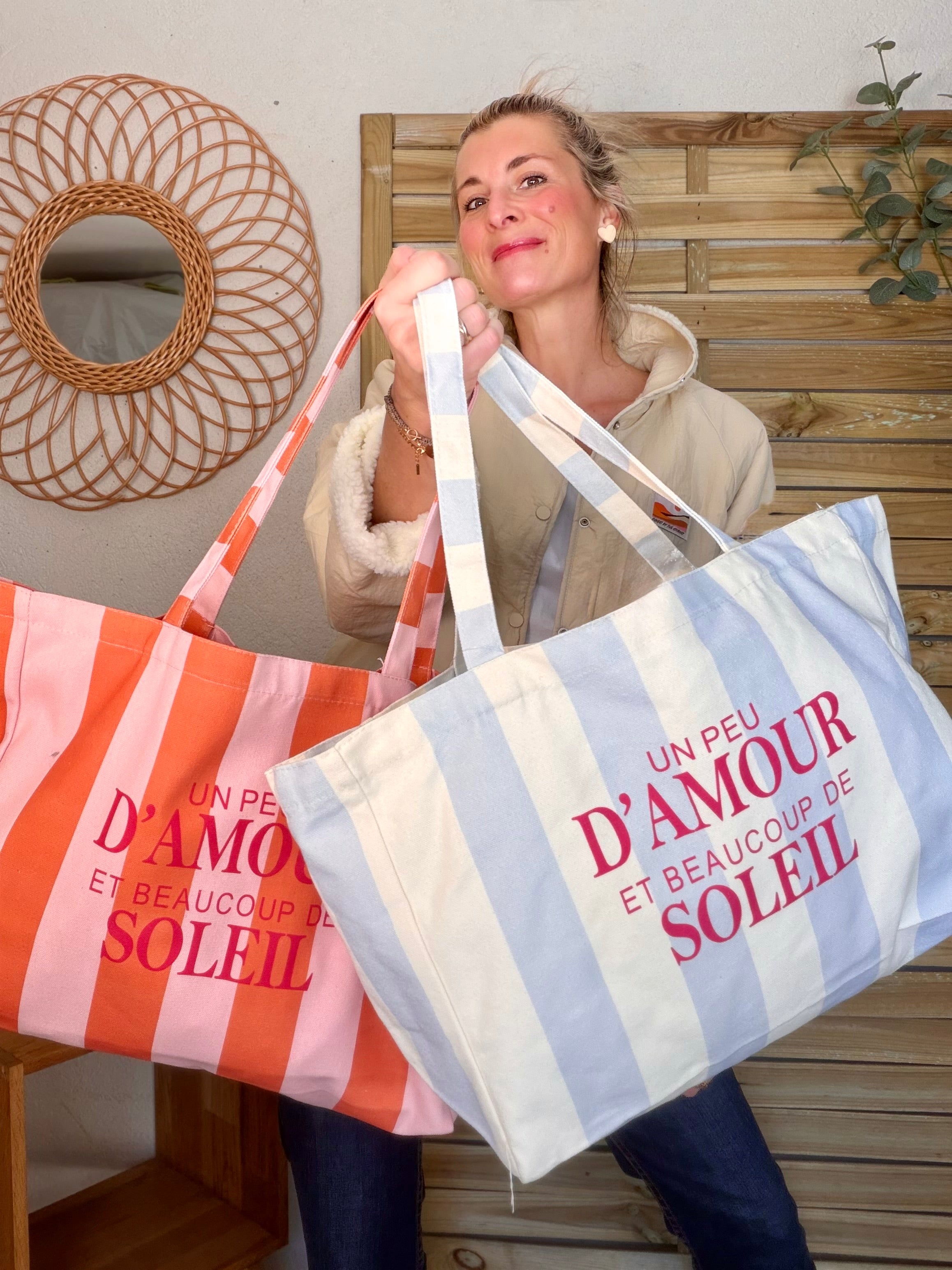 Grand cabas Tote bag un peu d’amour et beaucoup de soleil ELSY