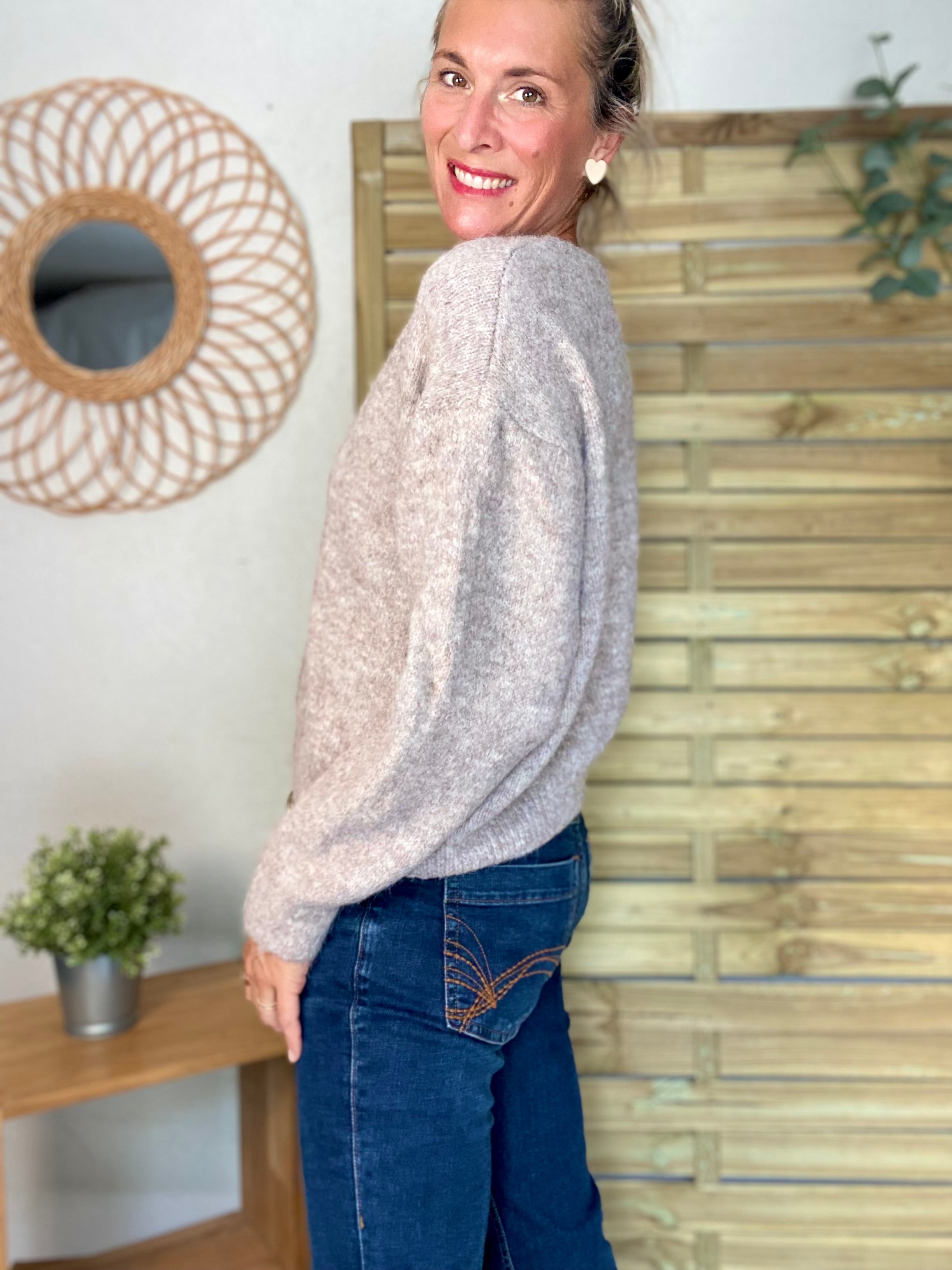 Gilet en maille SYDNEY - Taupe chiné