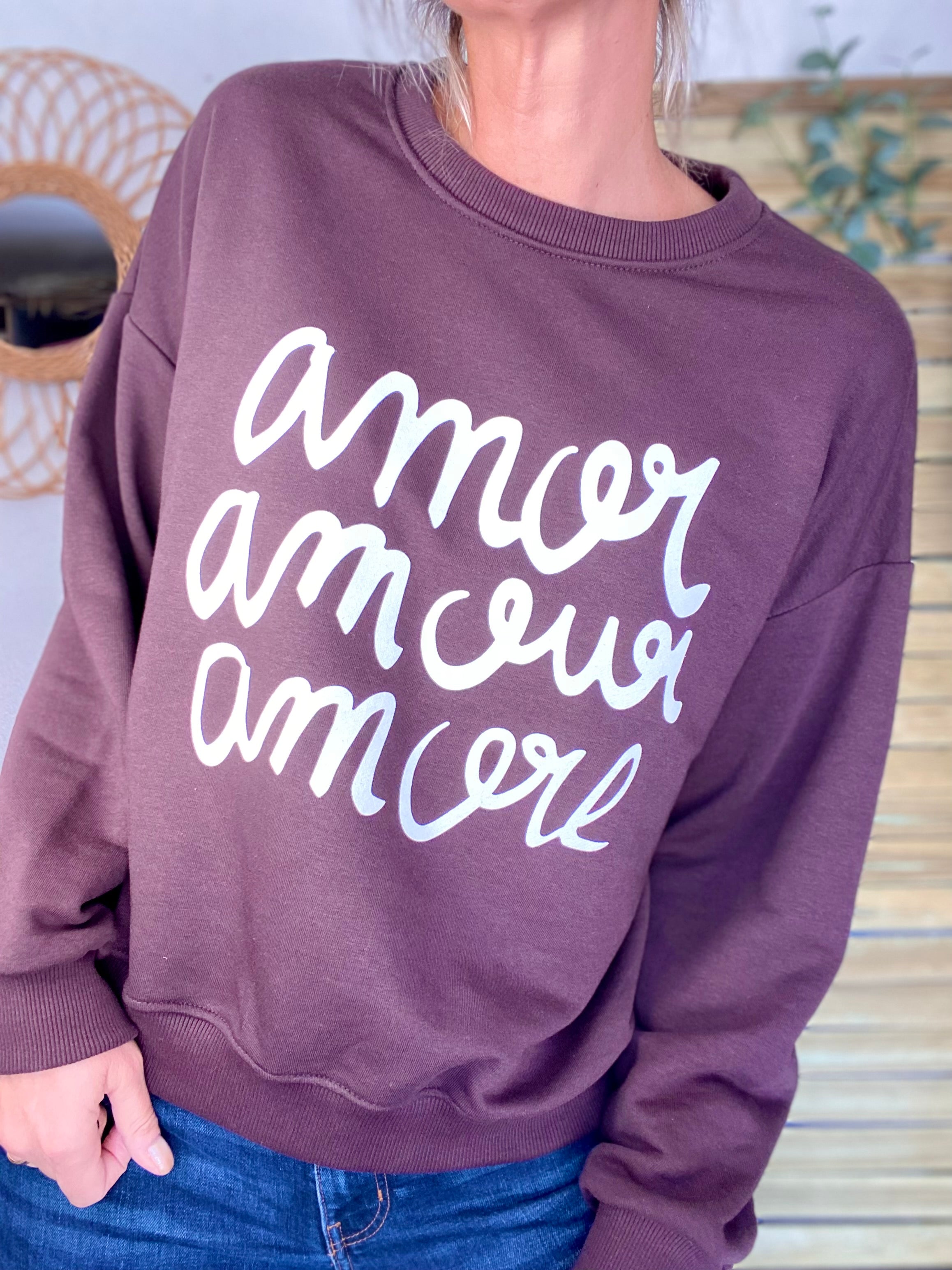 Sweat amor amour amore COLINE - Chocolat