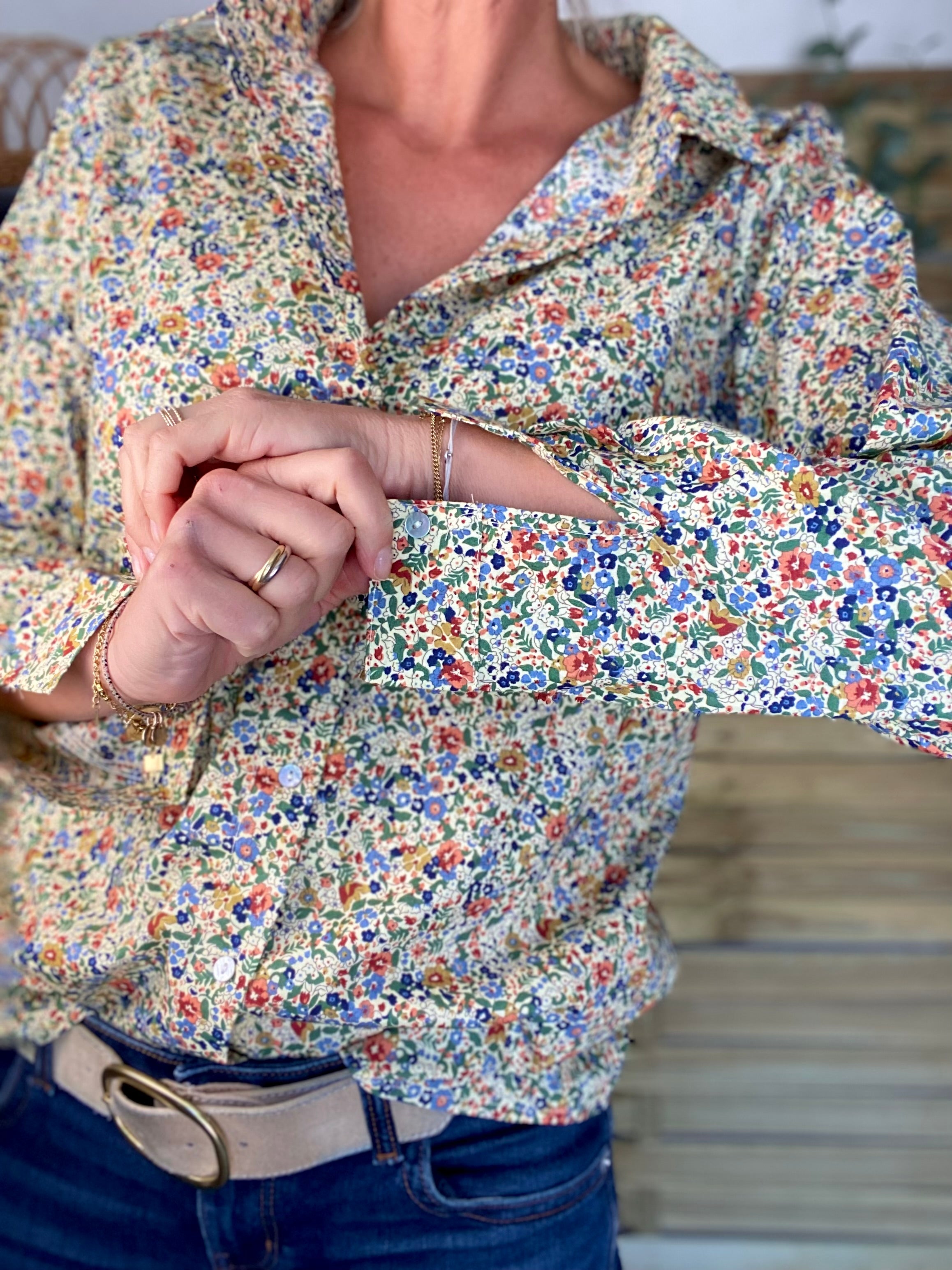 Chemise en coton imprimé Liberty vert 🌱 🌺 ÉLISE
