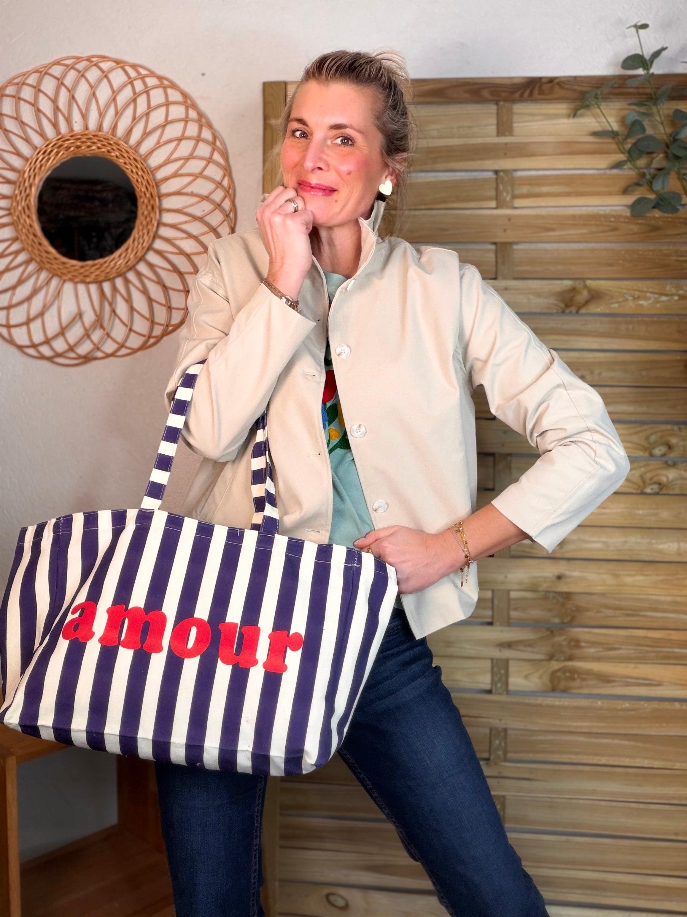 Grand cabas Tote bag rayé amour BELLY
