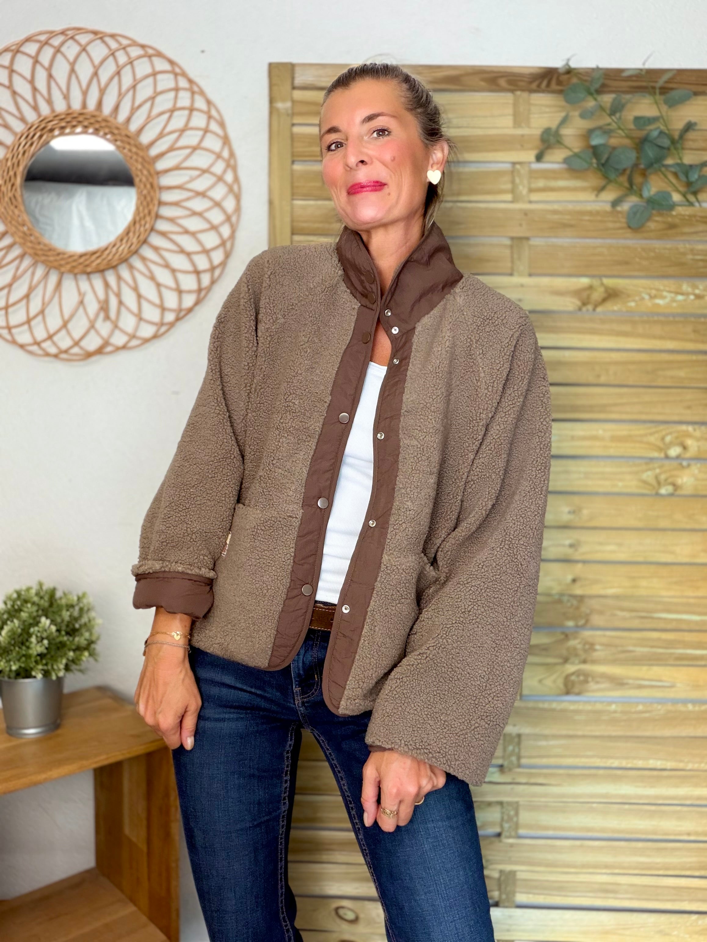 Veste matelassée réversible Sherpa AMÉLIE Chocolat