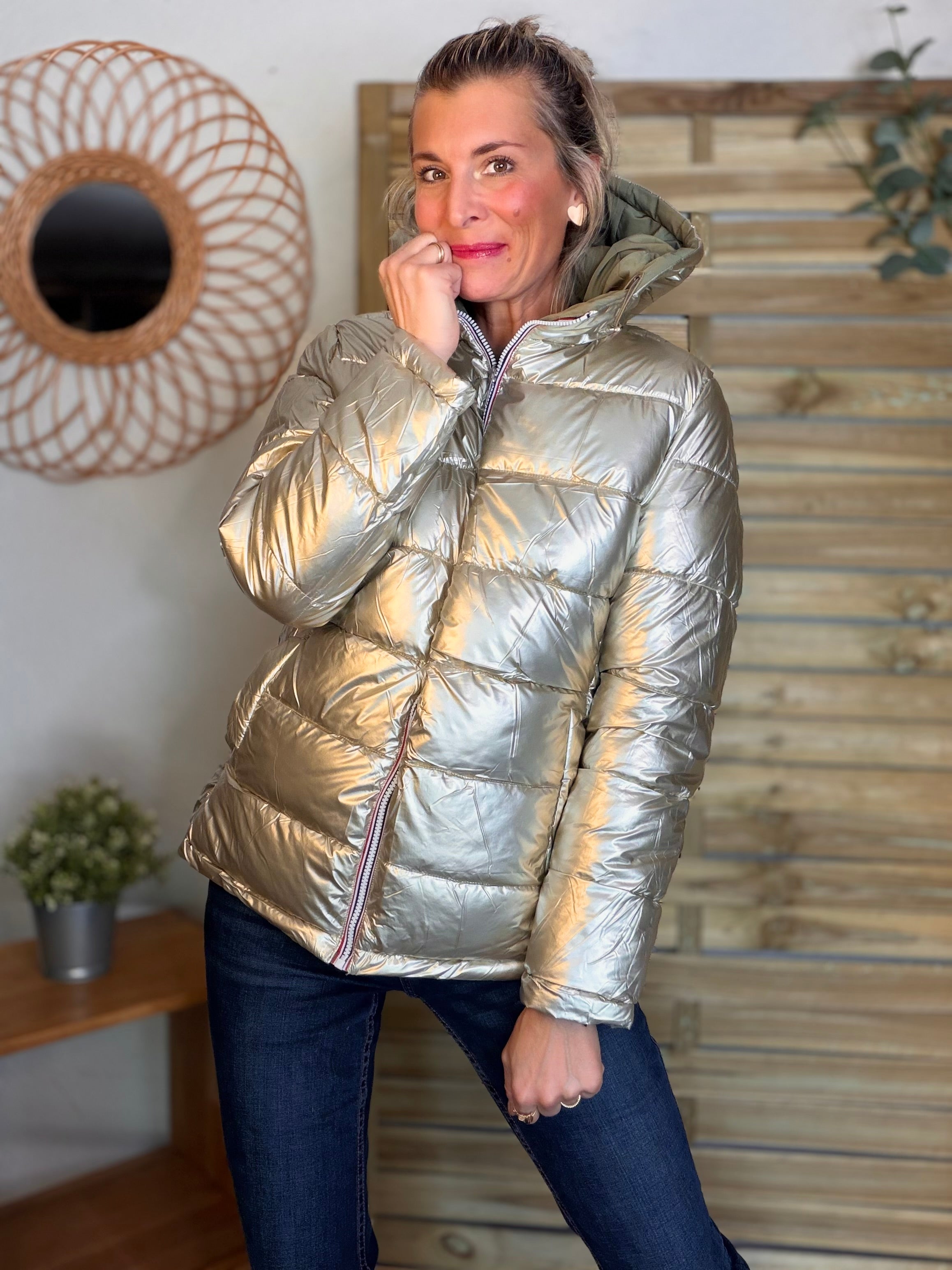 ⚡️PÉPITES FRIDAY - Doudoune imperméable réversible longue ANGÈLE COURT - Kaki clair - MELYA MELODY