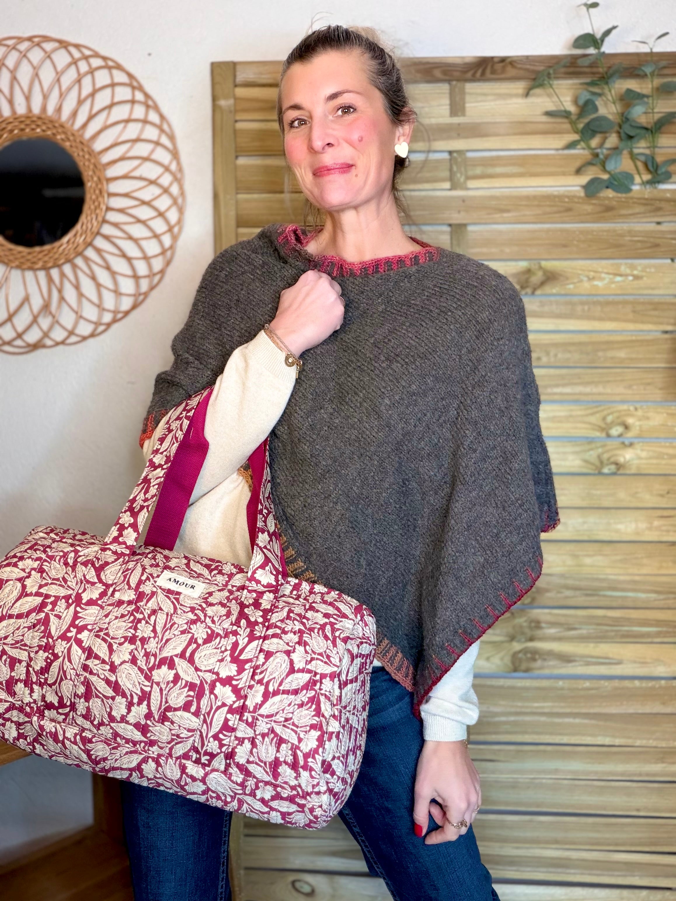 Sac polochon imprimé TARA - Fleuri Magenta