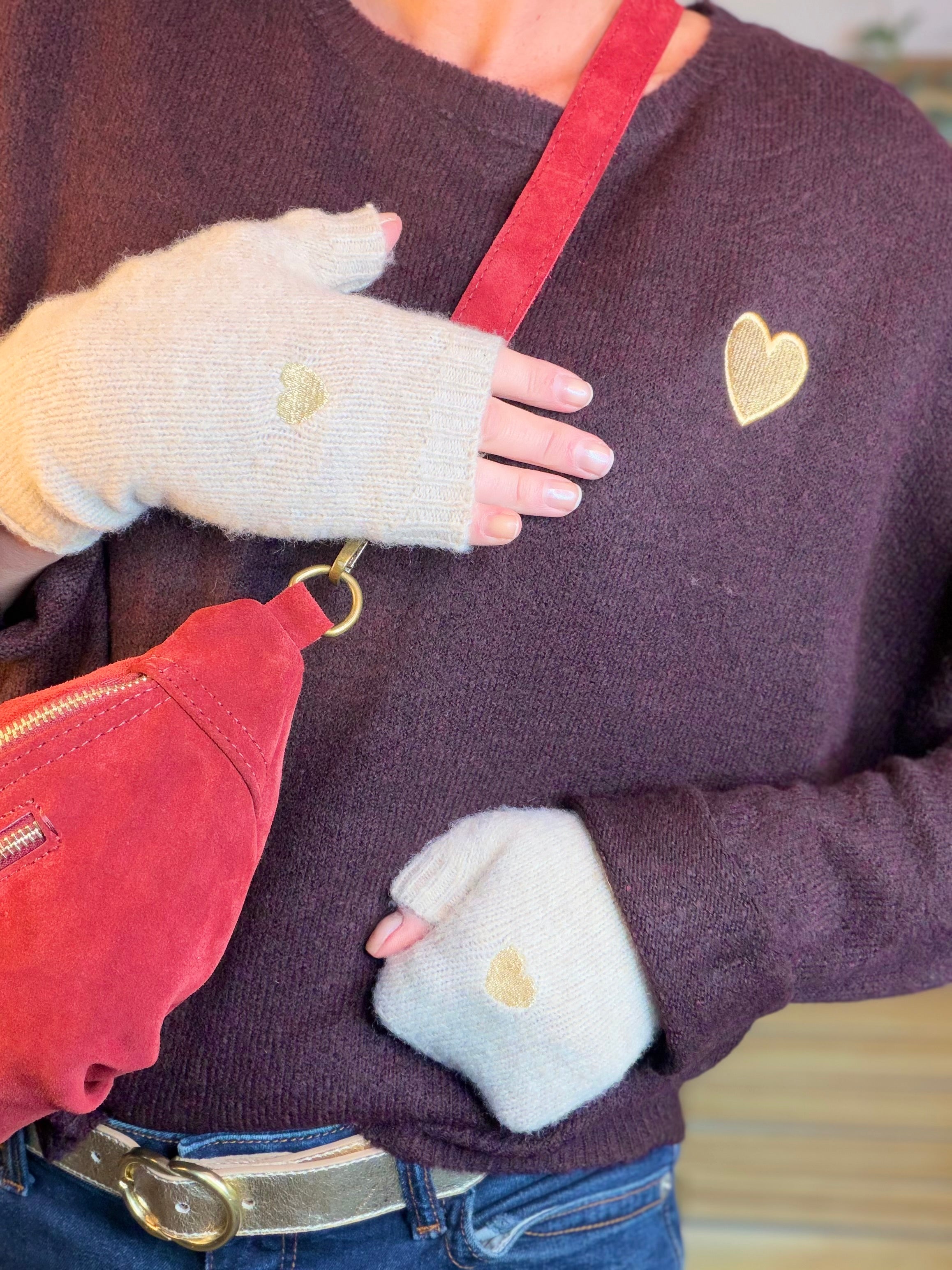 Mitaines CLARISSE avec coeur brodé 💛❤️