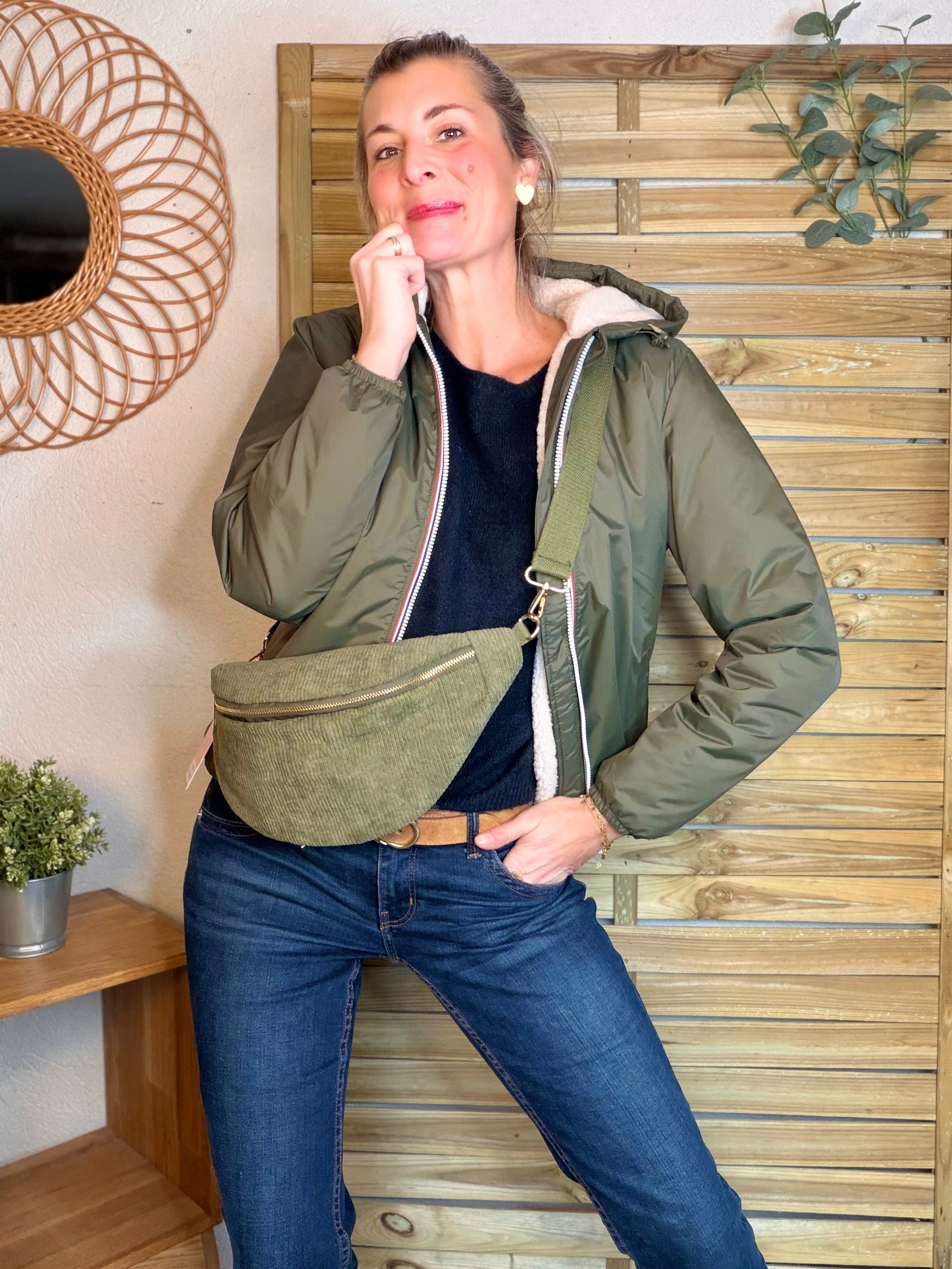 Parka Imperméable LOUISE COURT sherpa - Kaki - LAURA JO