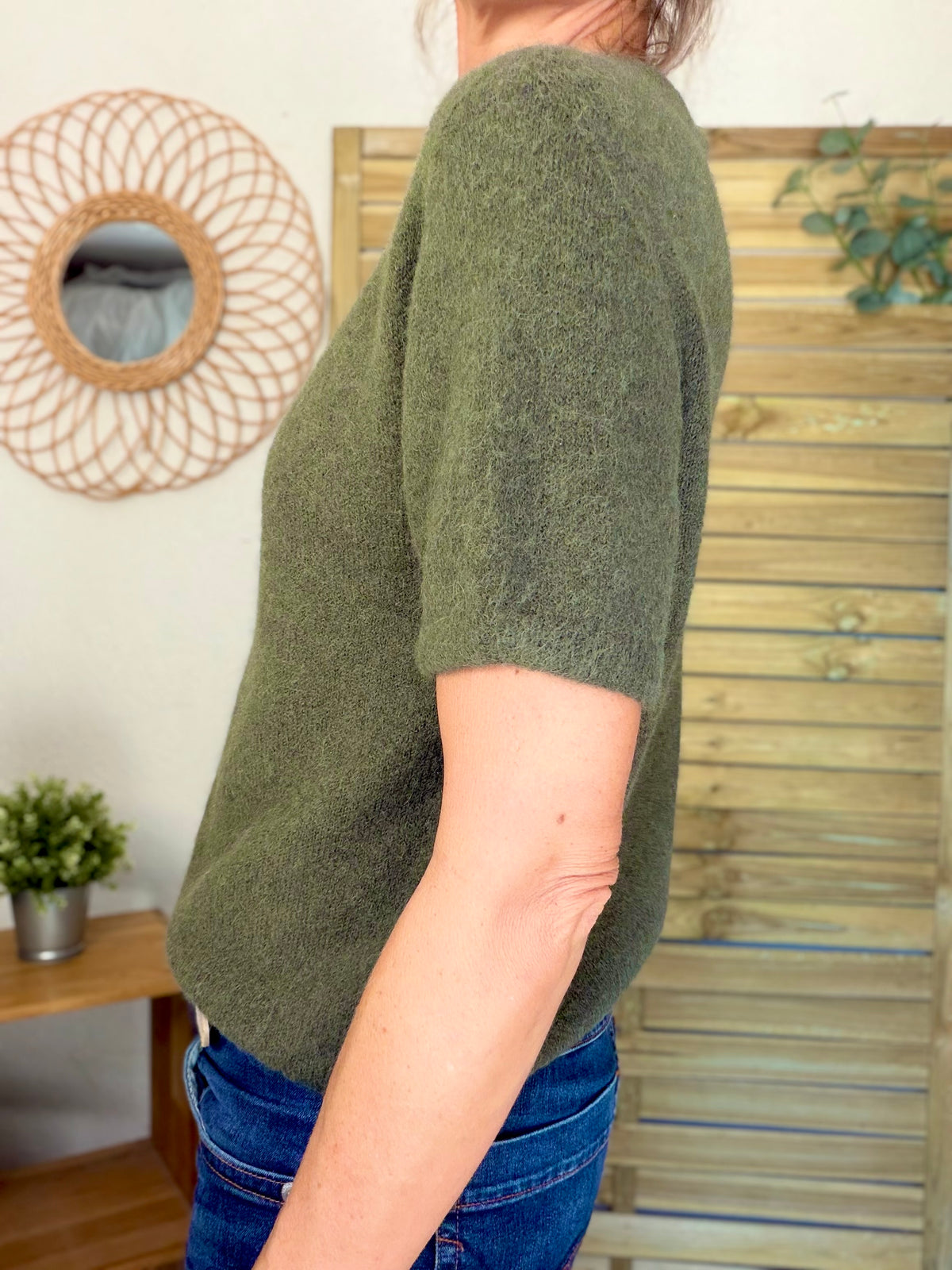 Pull laine et alpaga PEGGY - Kaki