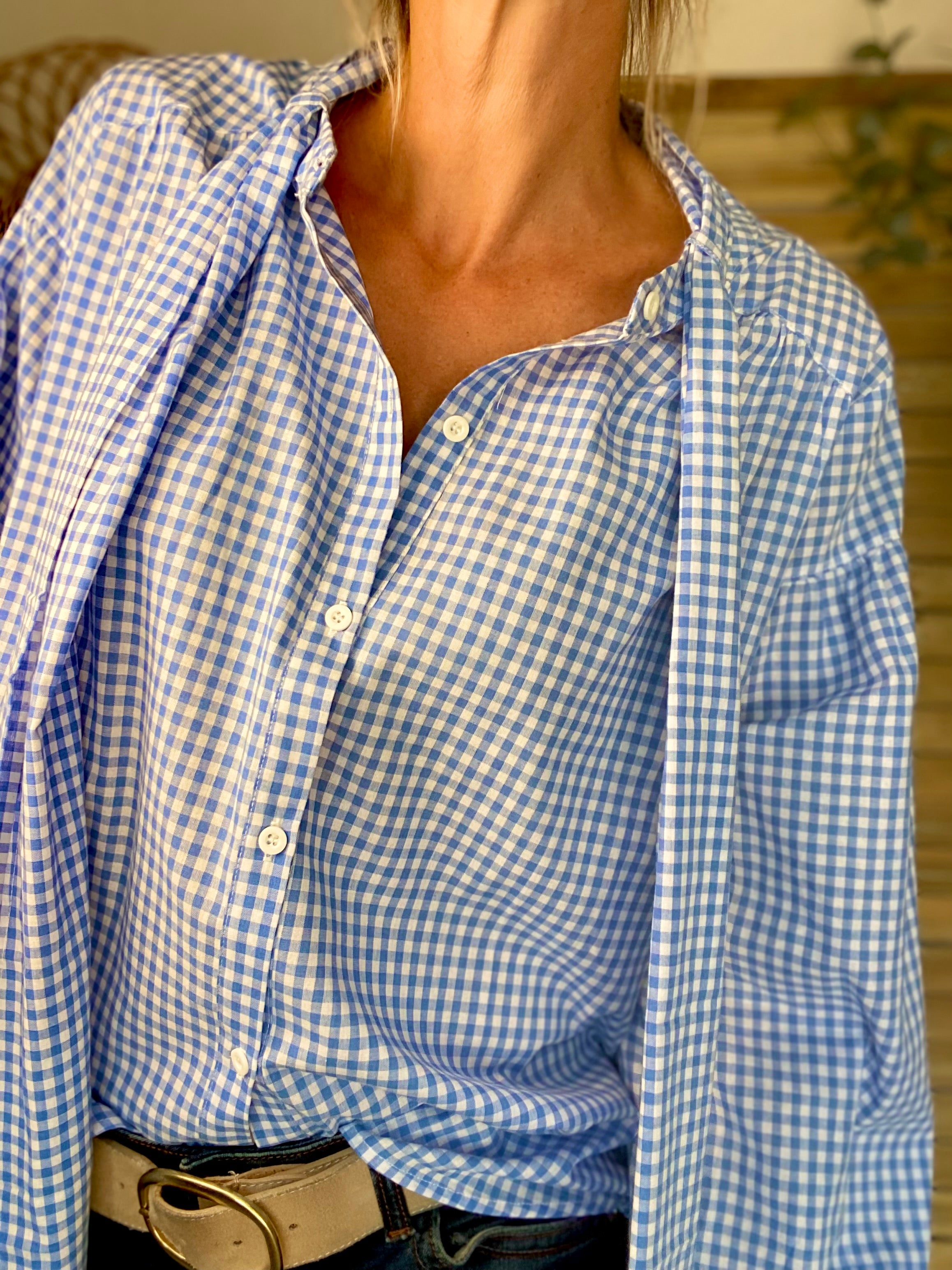 ⚡️ PÉPITES FRIDAY - Chemise Vichy bleu col Lavallière - EVELYN