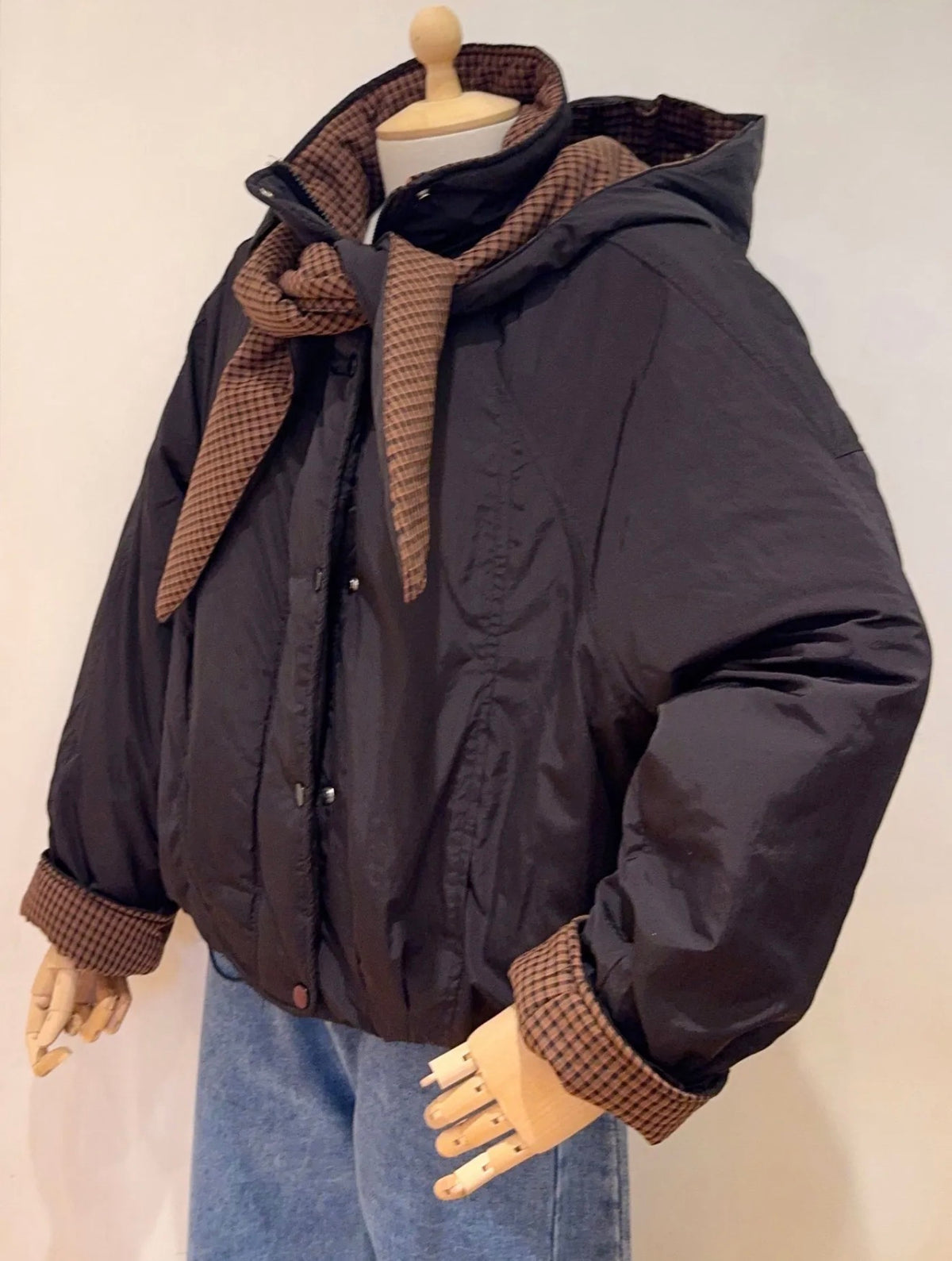 Veste matelassée capuche amovible réversible ODILE Noir
