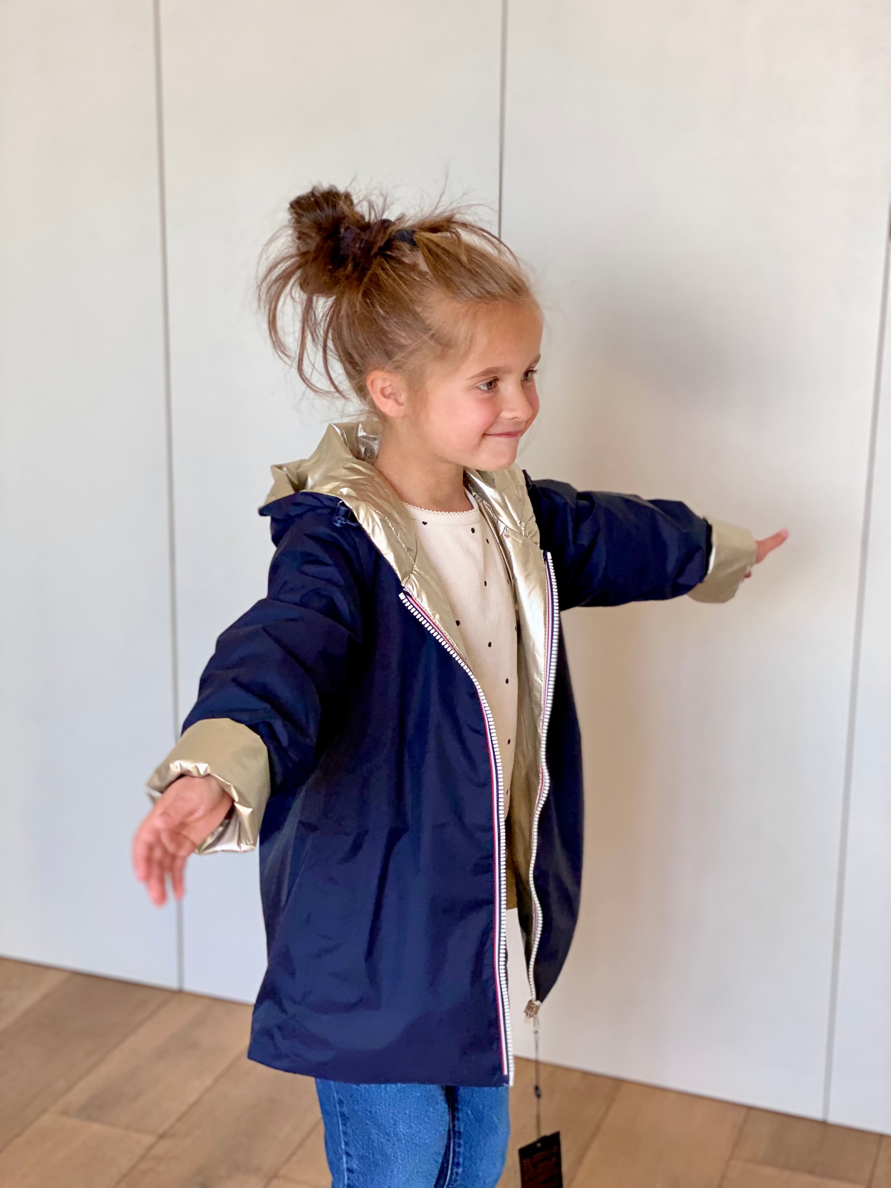 *** PROMO - Taille 10 ans (XXS) Imperméable réversible rembourré LOUISON KIDS enfant (mixte) - Marine / Doré