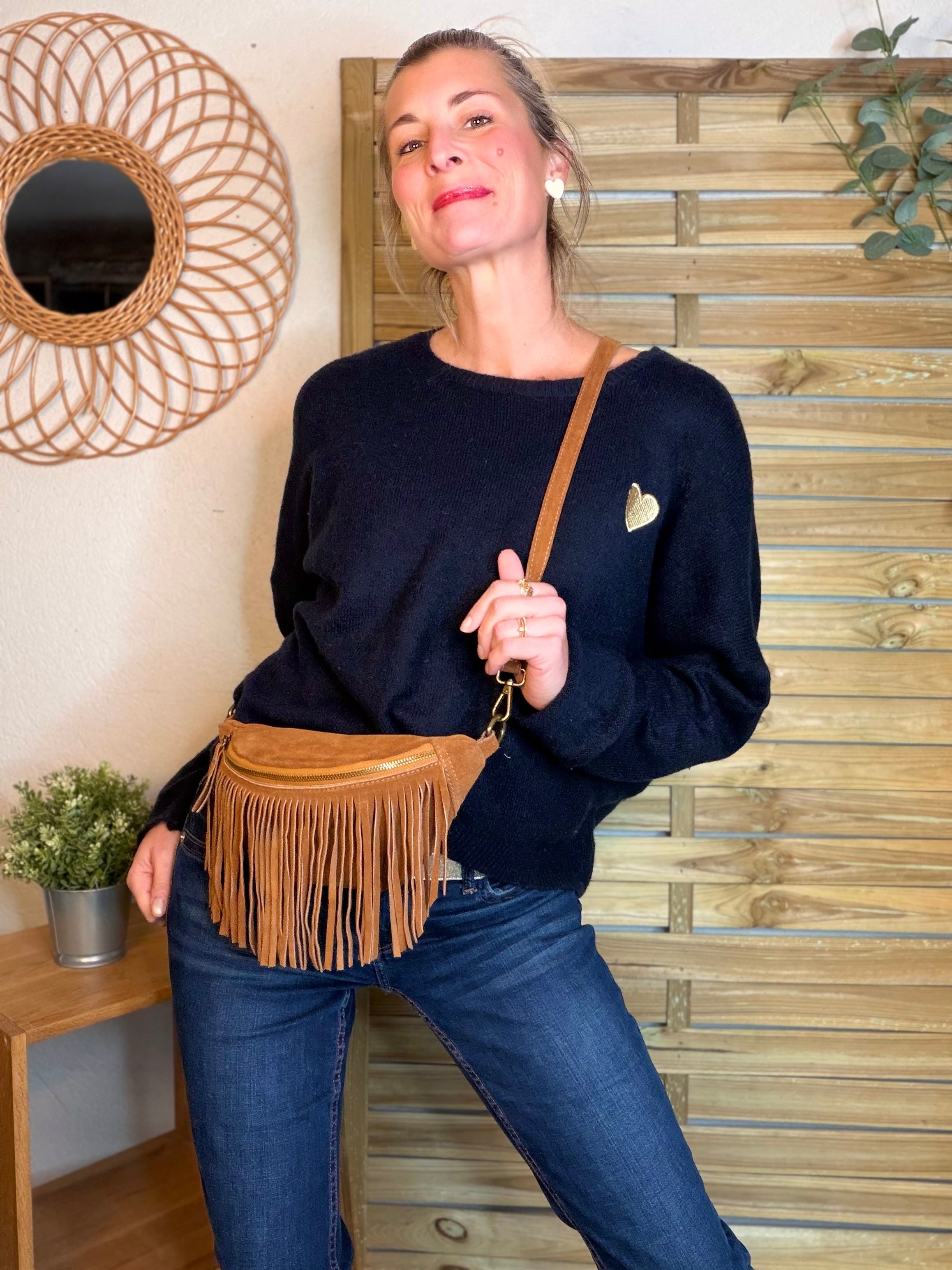 Pull léger en maille cœur doré brodé 💛 MELISSA - Bleu marine