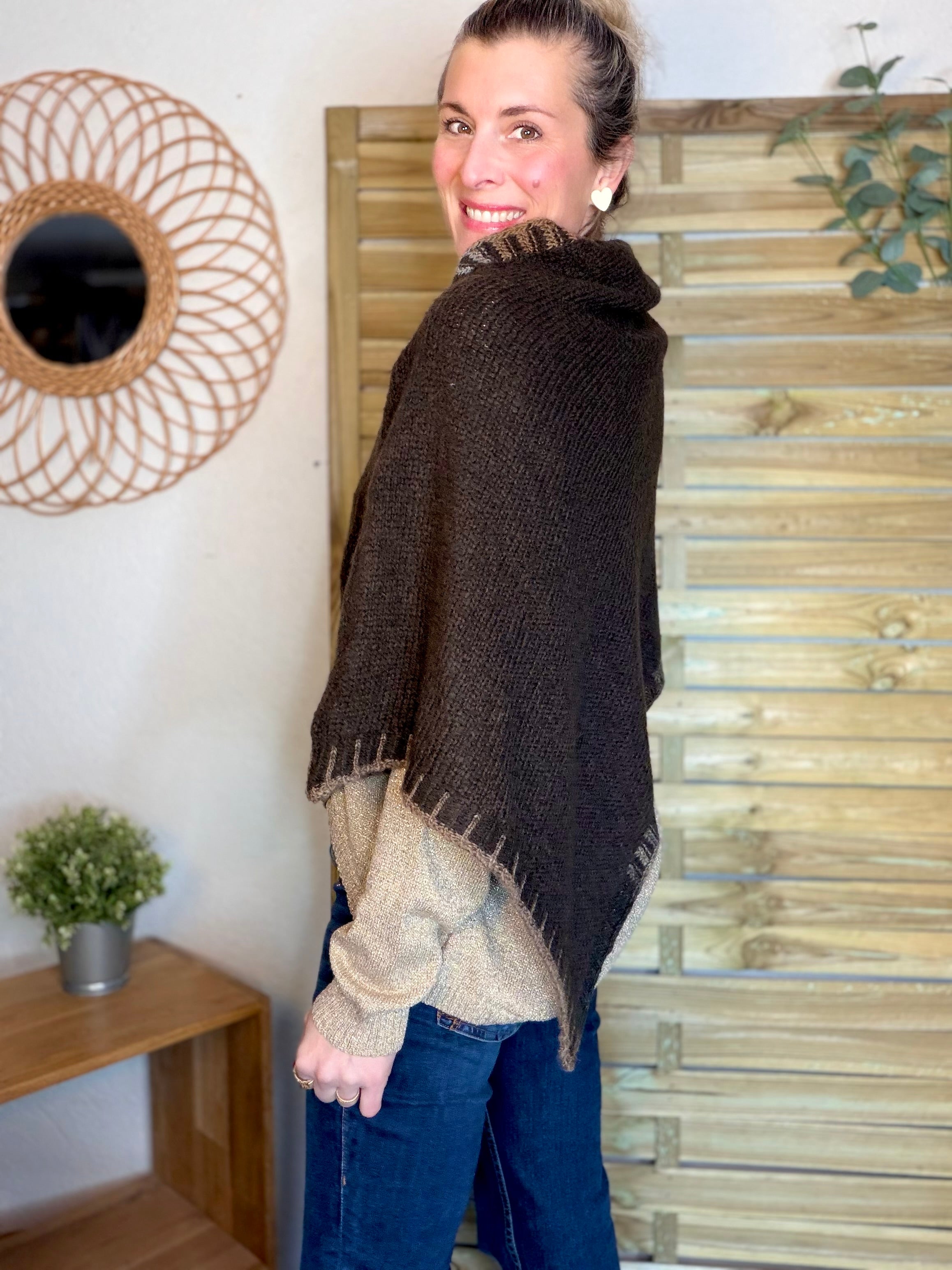 Poncho asymétrique GISÈLE - Choco