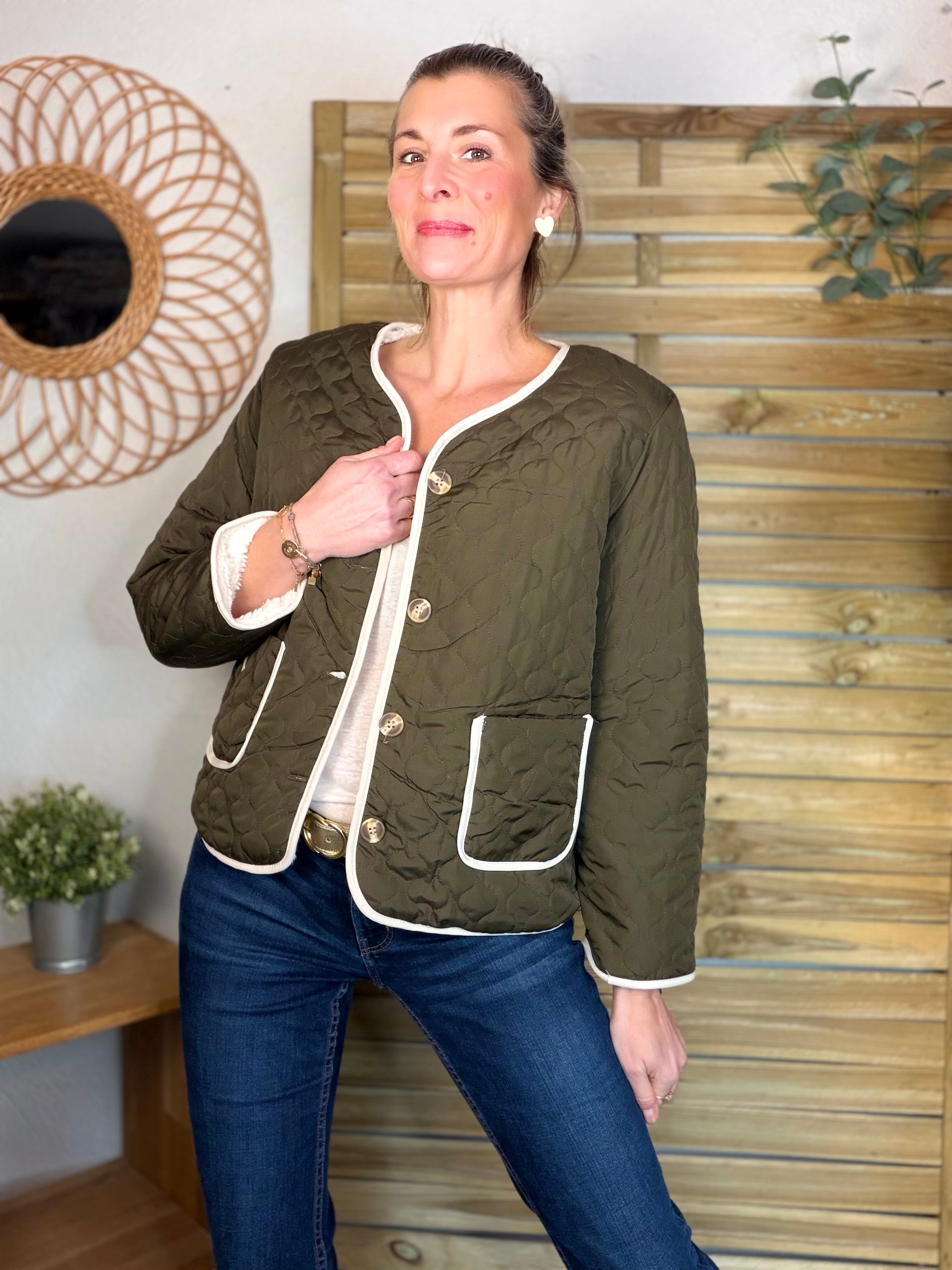 ⚡️ ARRIVAGE - Veste matelassée réversible Sherpa NOÉMIE Kaki