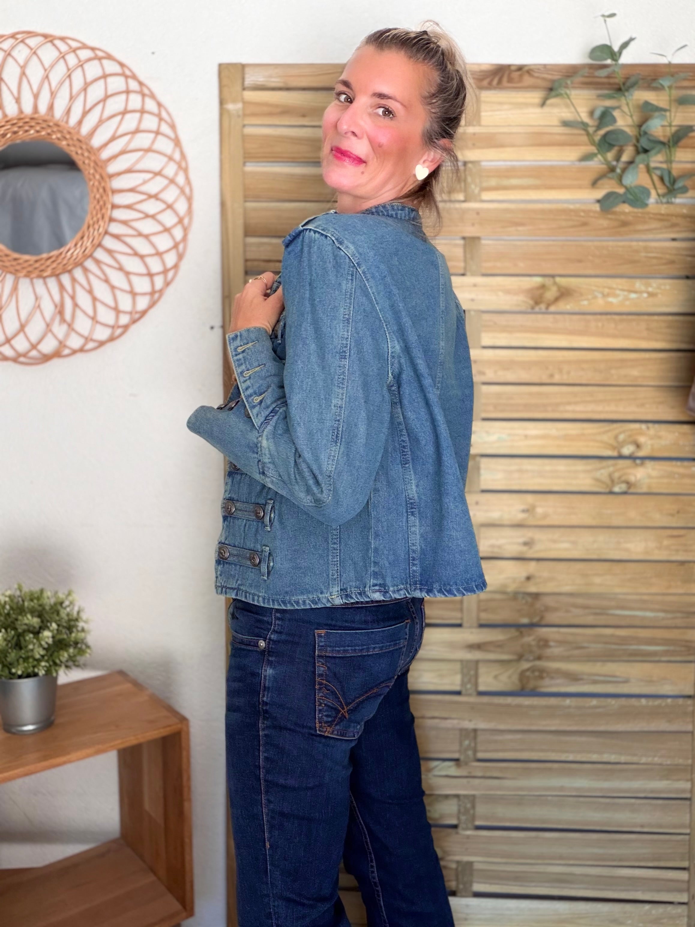 Veste courte en jean NAPOLÉON - Bleu Jean
