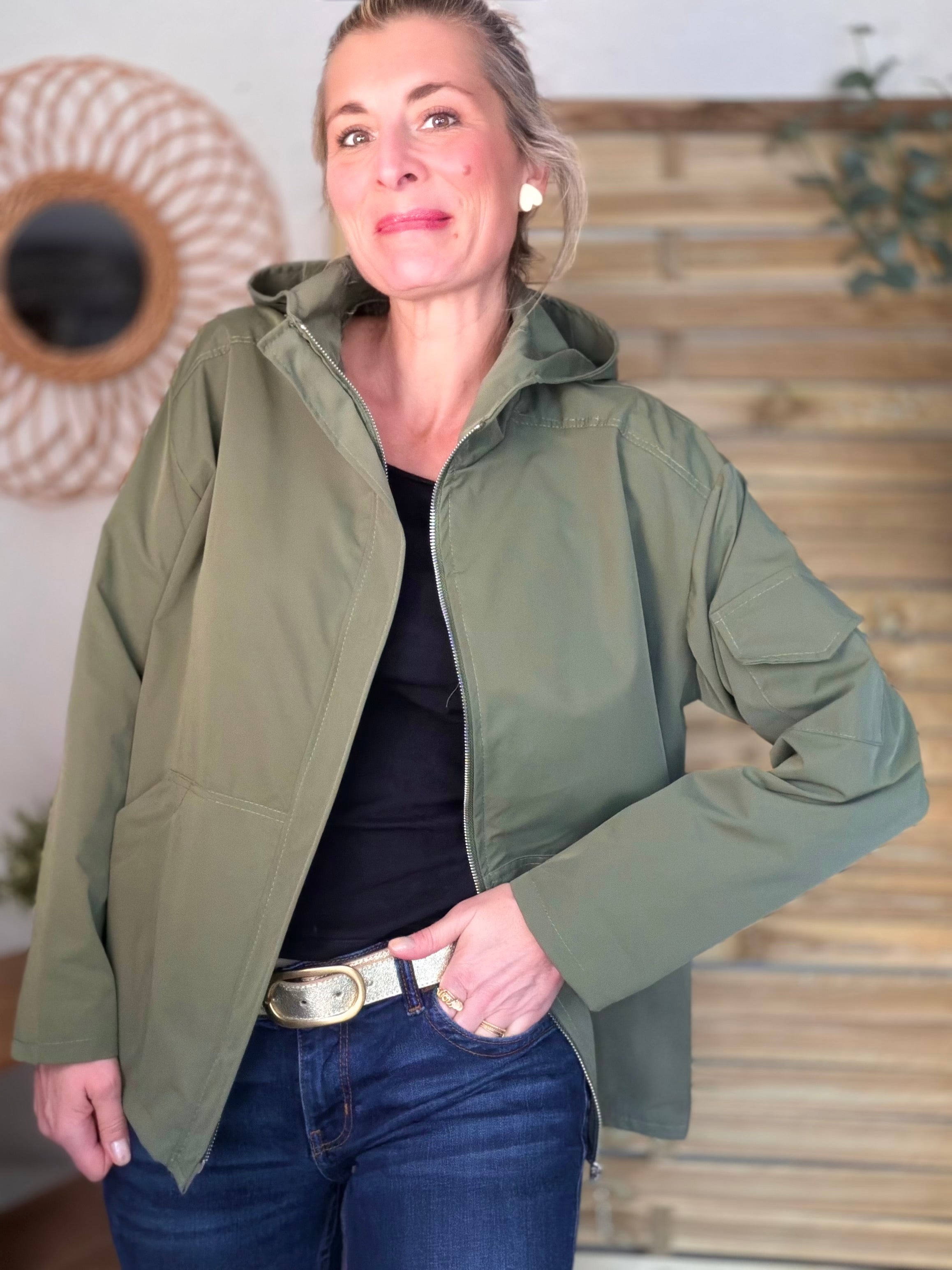 Veste Coupe vent court LIZZIE - Kaki
