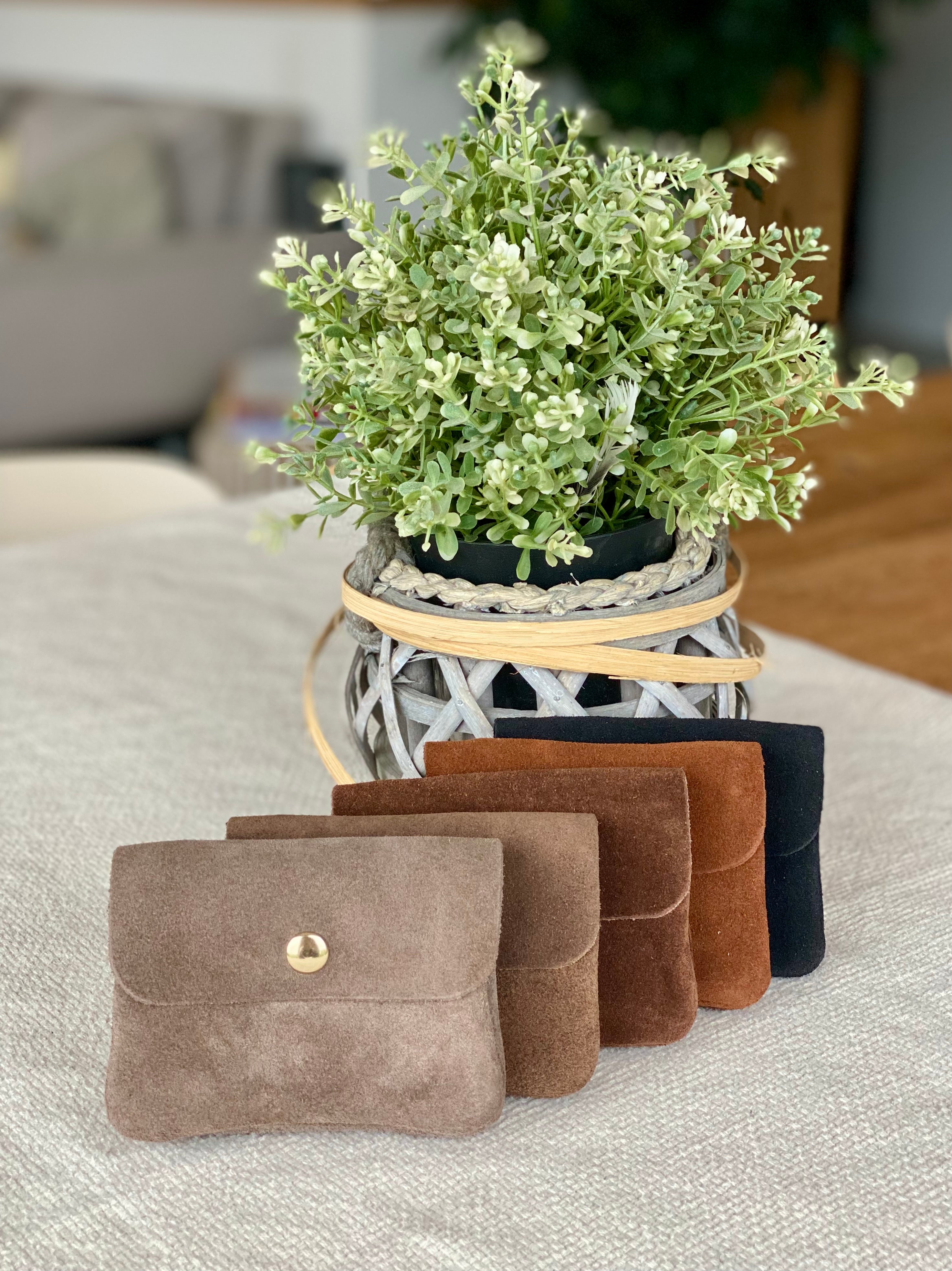 Porte monnaie / porte carte en cuir daim ACHILLE