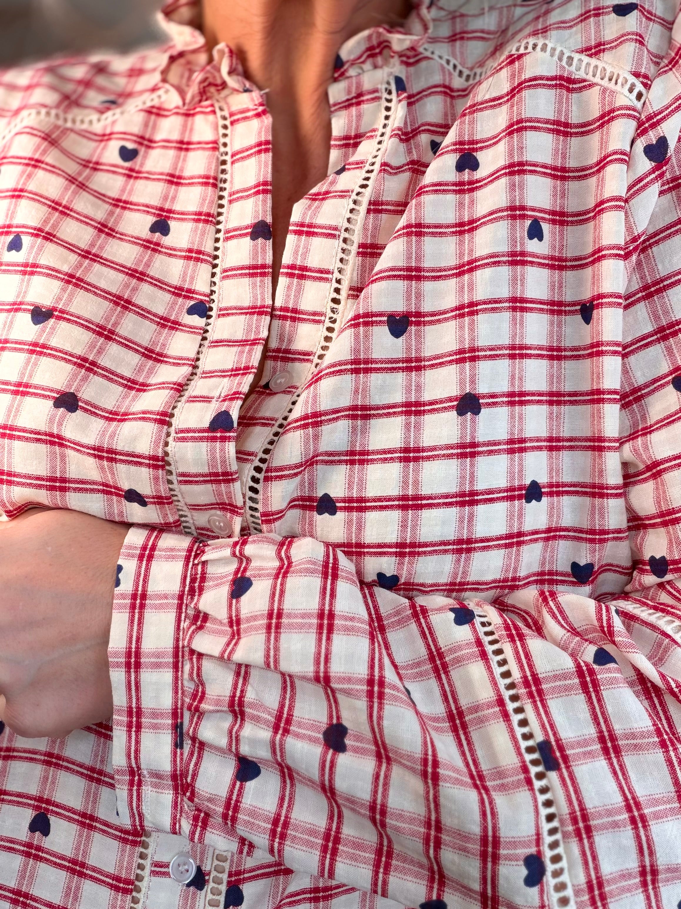 ⚡️ARRIVAGE - Blouse à carreaux et cœurs 💙 LYA rouge