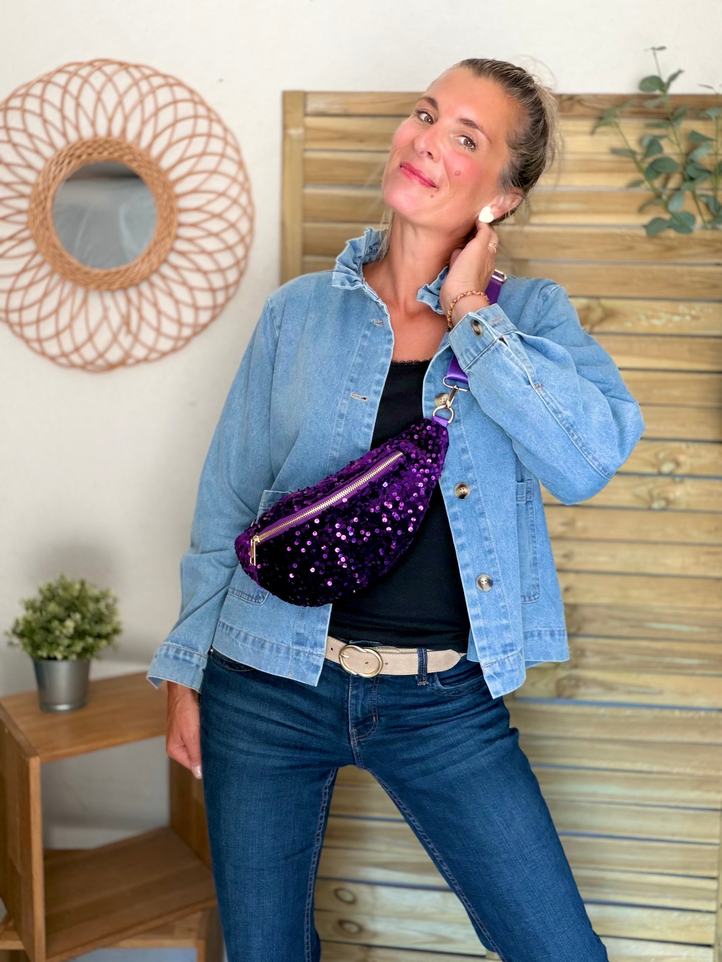 Veste courte légère col volanté JUNON Jean clair