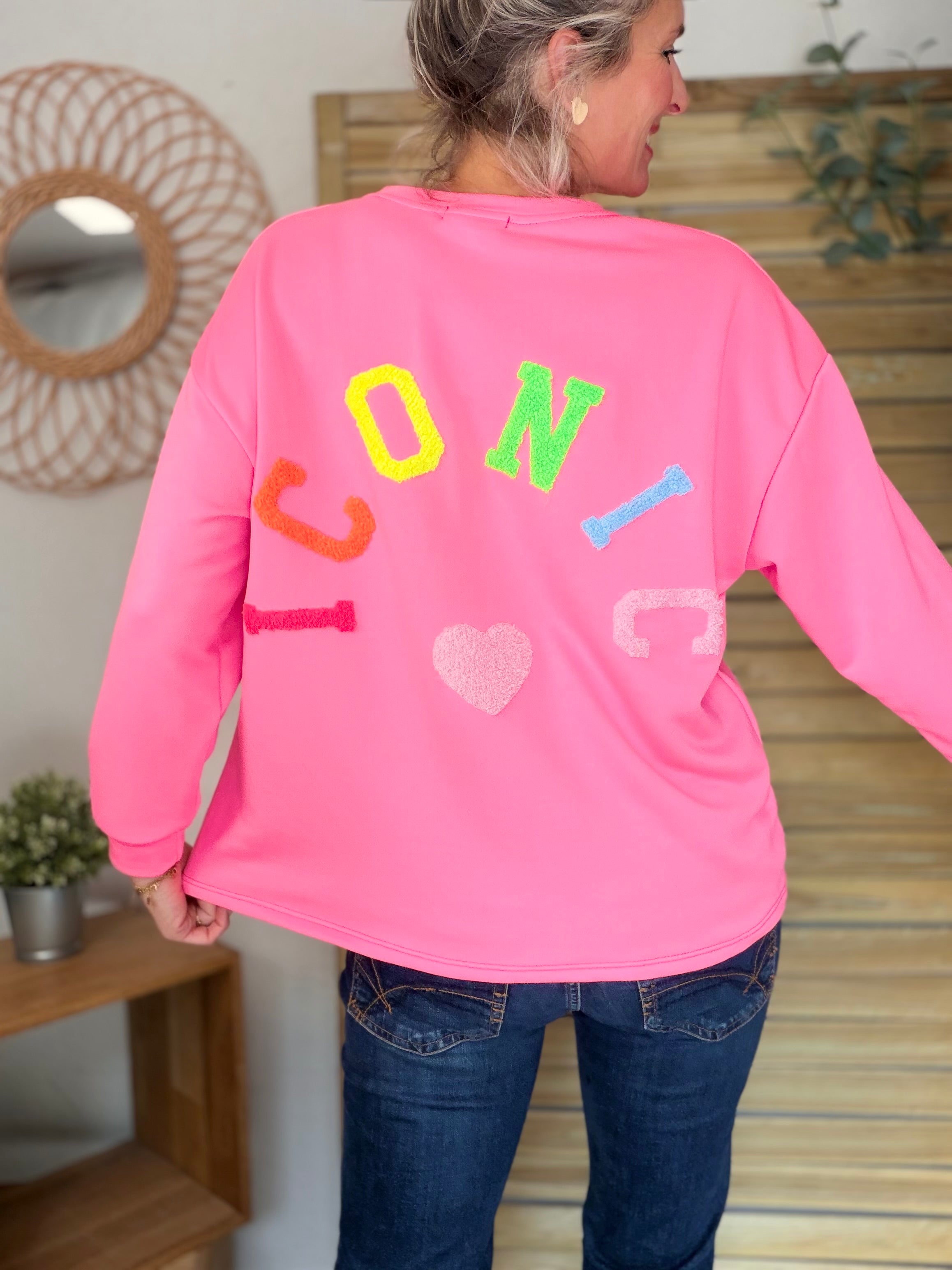 Sweat ICONIC multicolore - NORA Rose fuschia