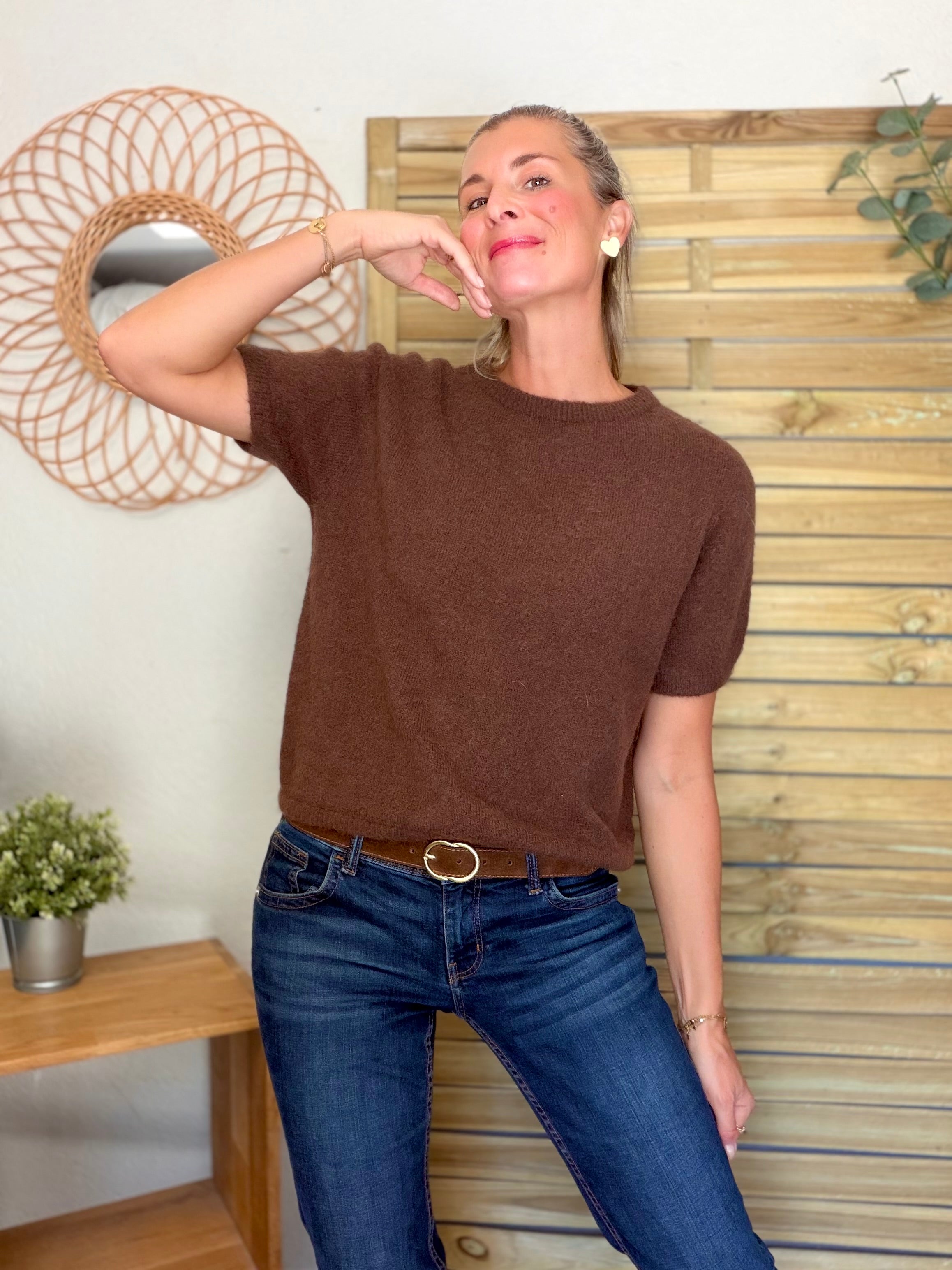 Pull laine et alpaga PEGGY - Chocolat