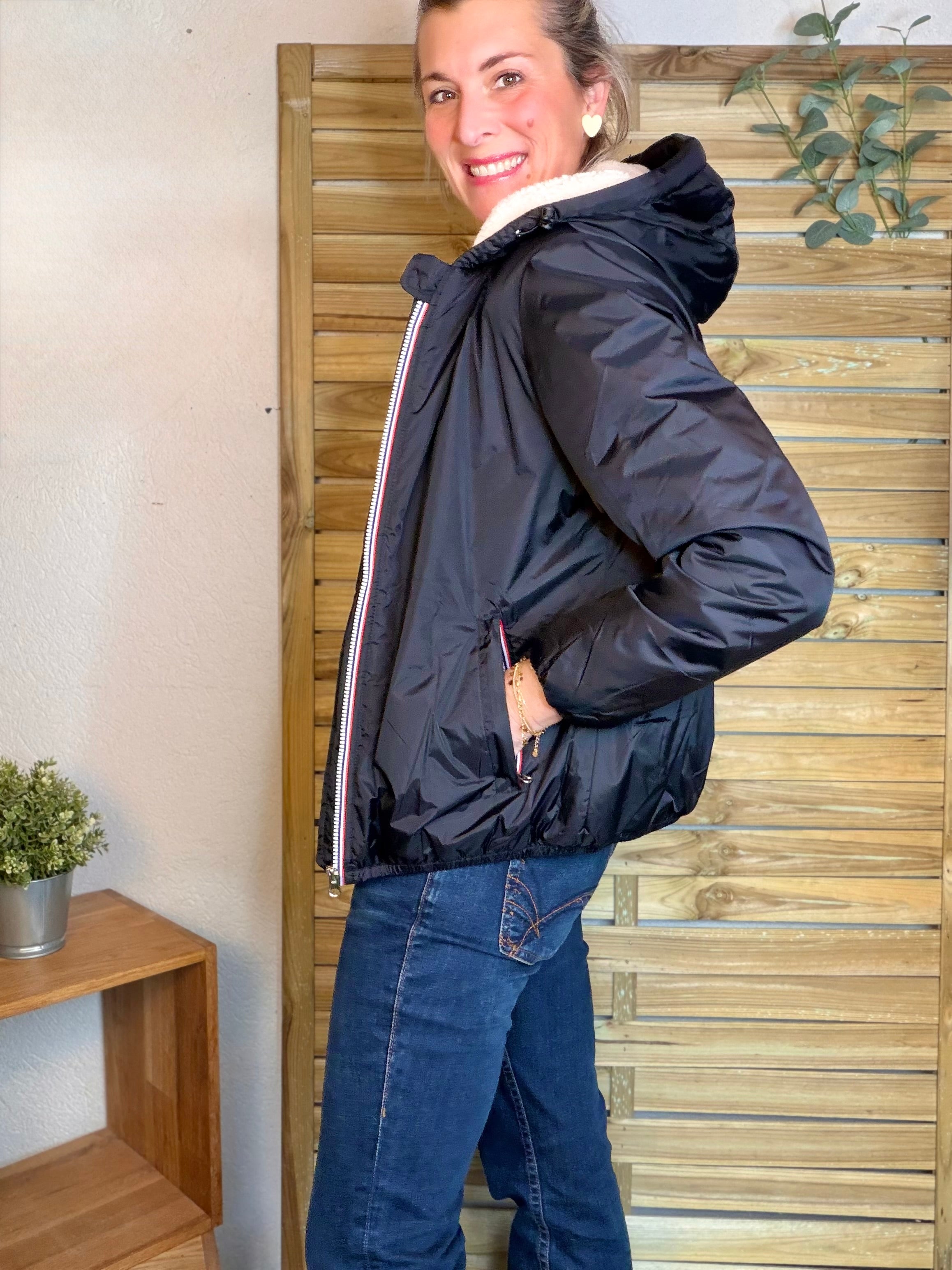 Parka Imperméable LOUISE COURT sherpa - Noir - LAURA JO