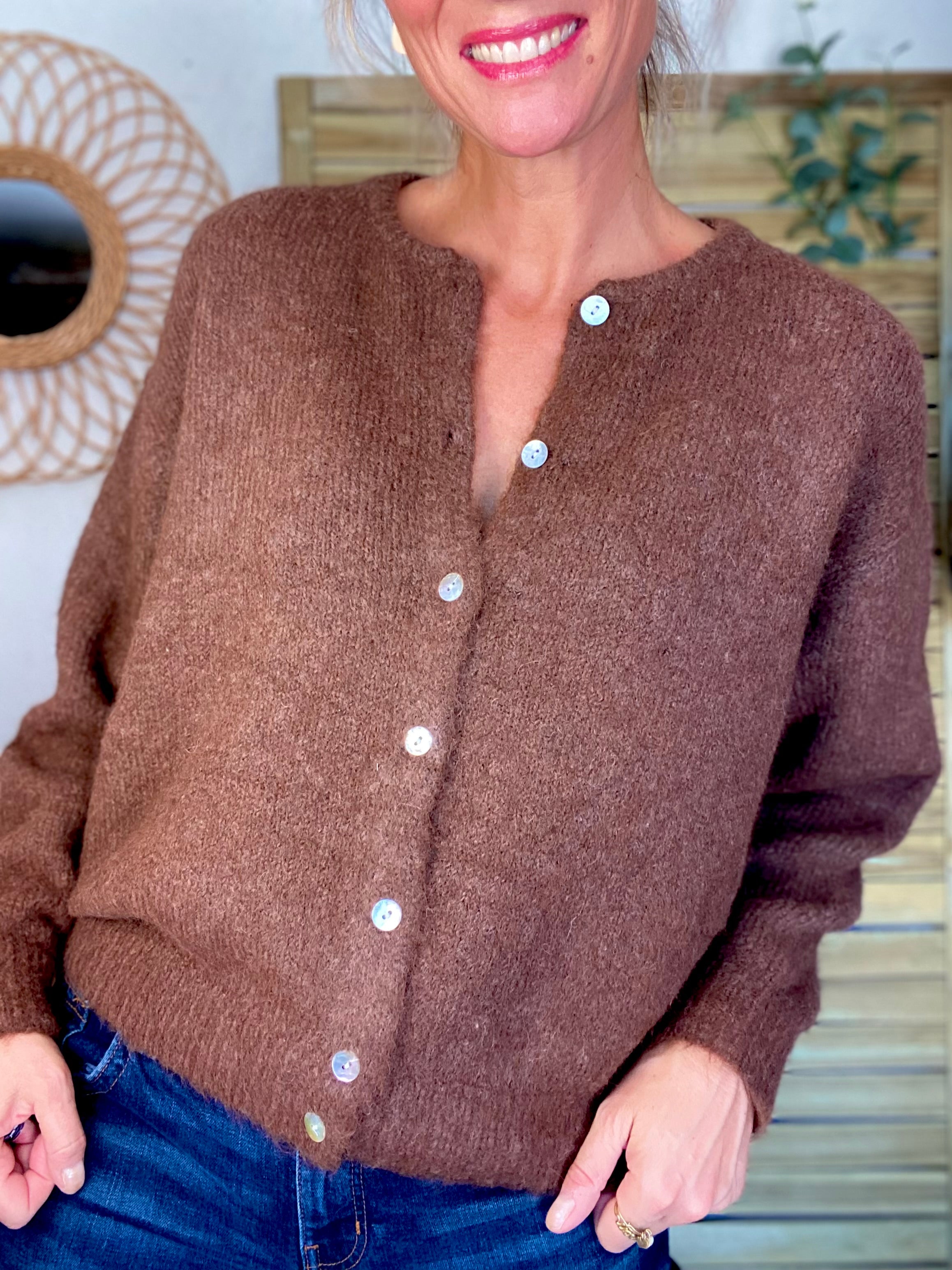 Gilet en maille SYDNEY - Chocolat