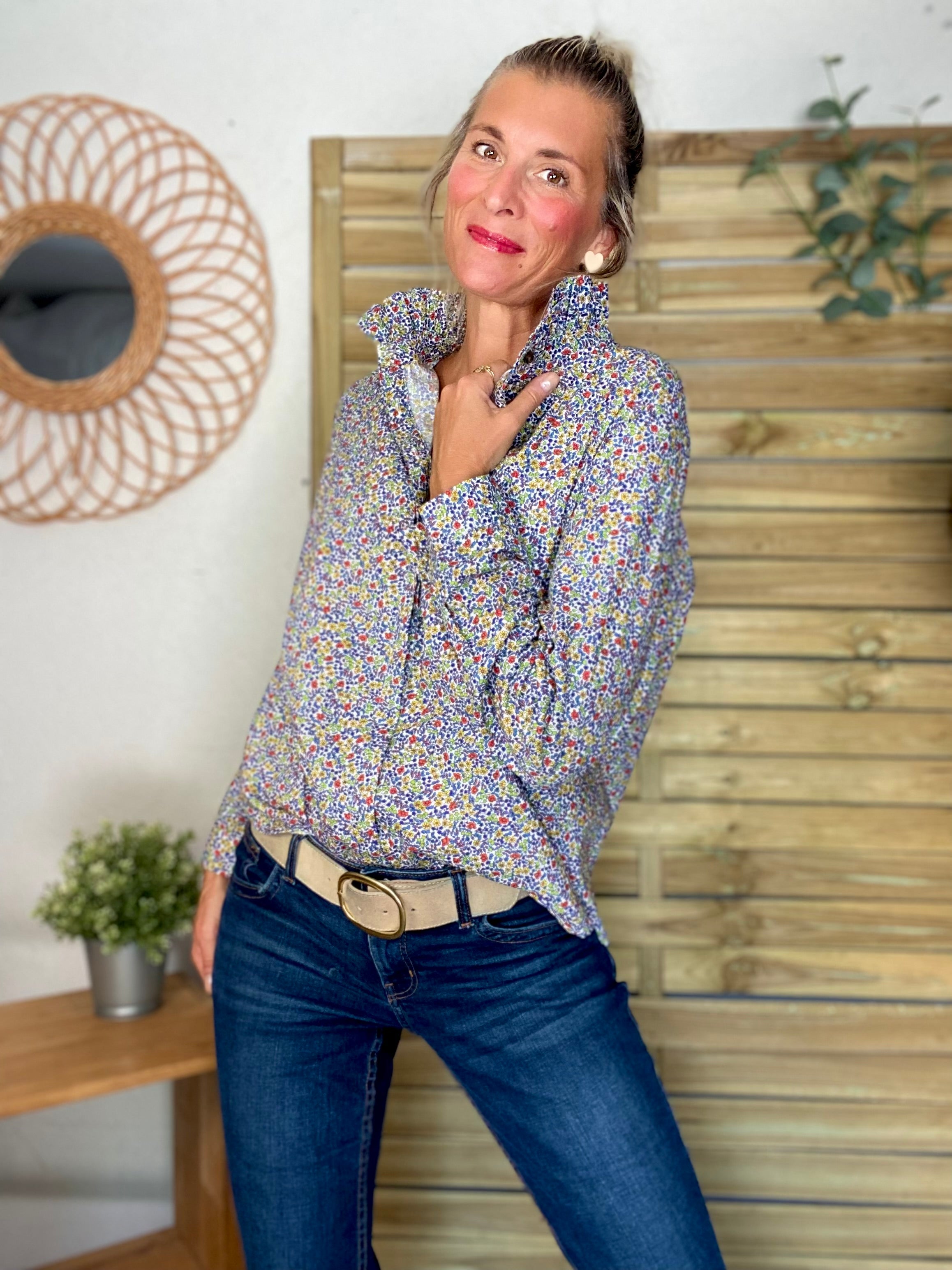 Chemise imprimé Liberty, col volanté CHARLOTTE