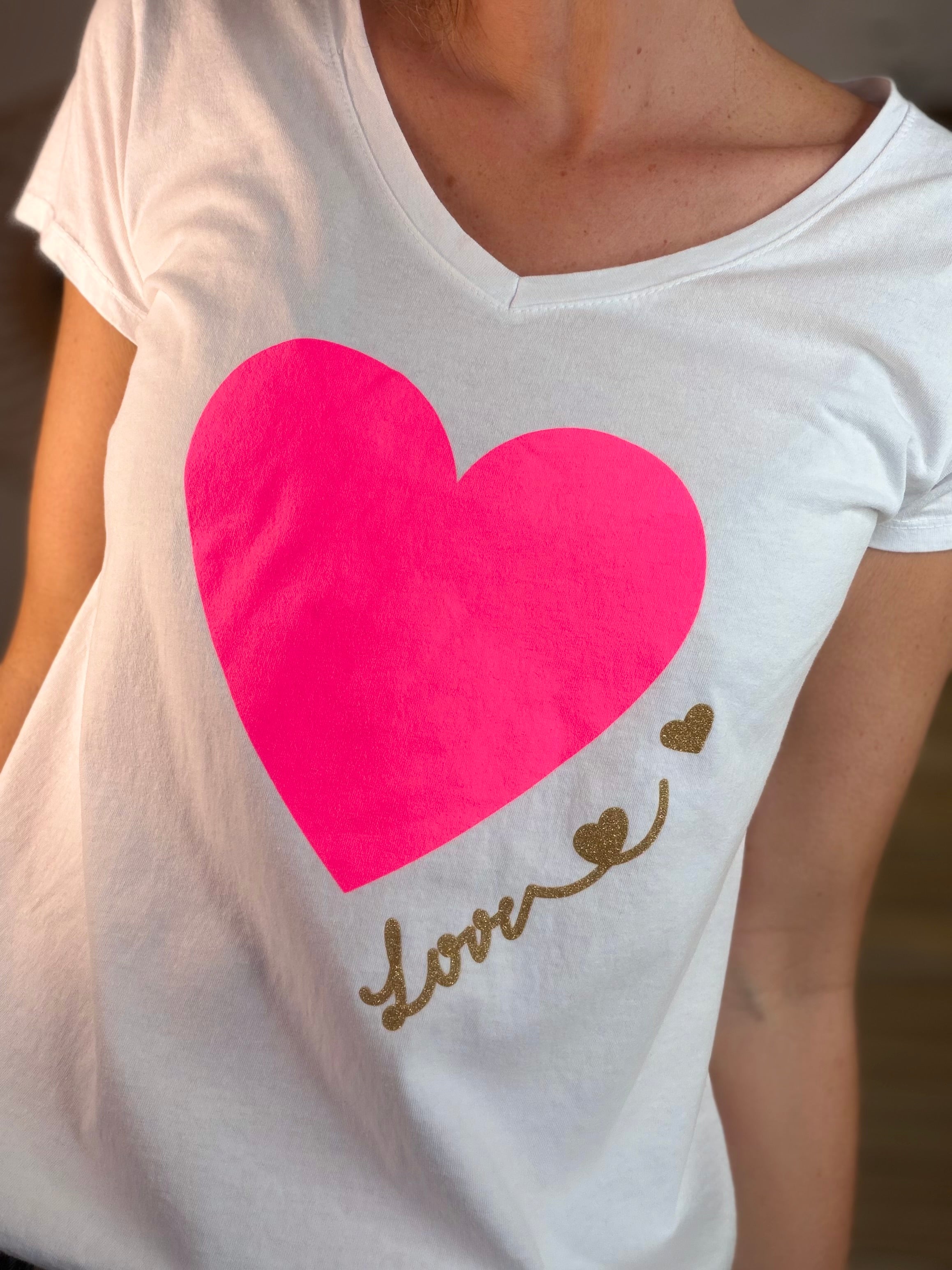 Tee shirt Gros Coeur Fuschia VERA 🩷