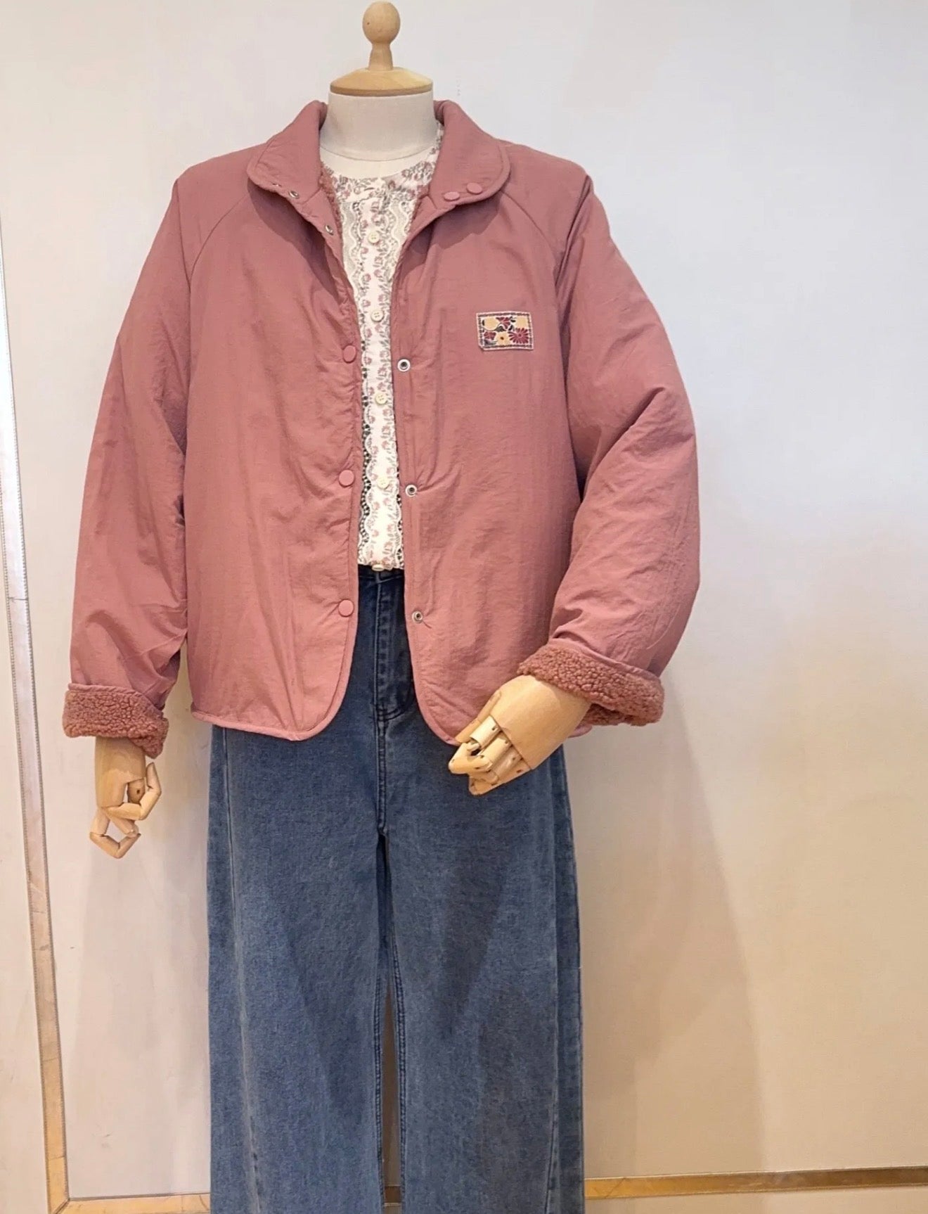 Veste matelassée réversible Sherpa AMÉLIE Vieux rose