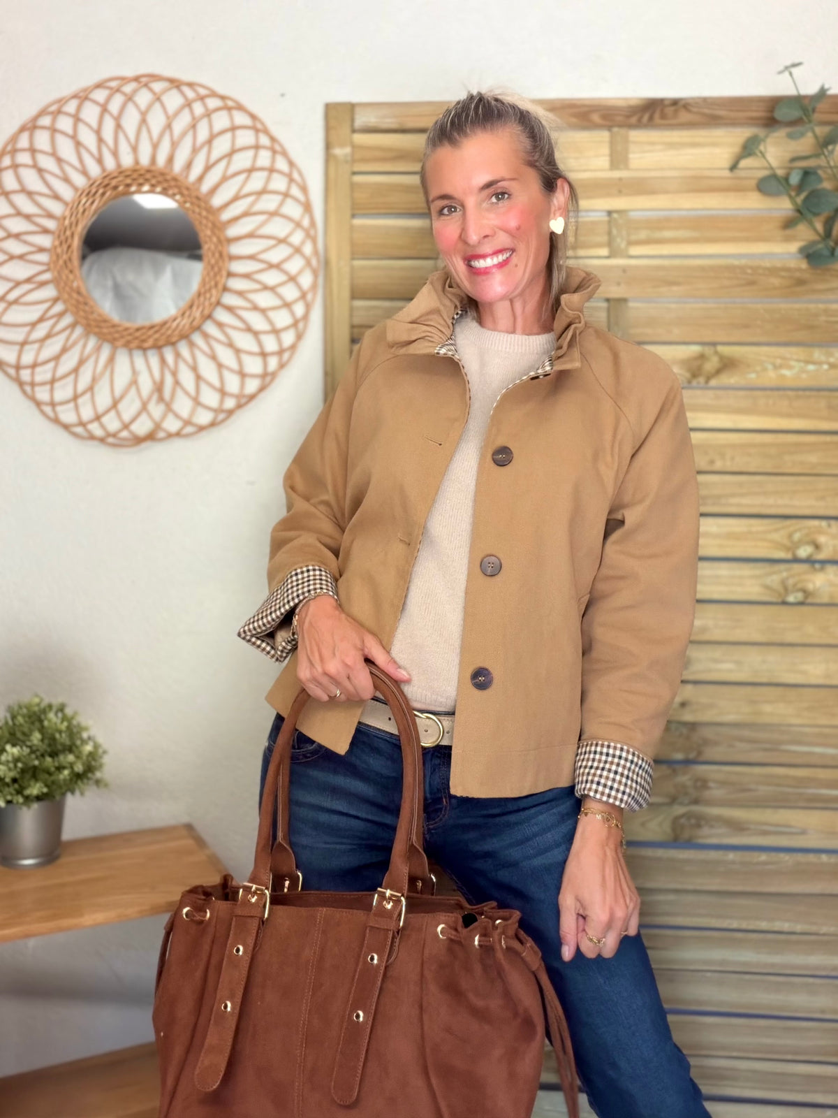 Sac cabas XL simili daim CLÉO Camel